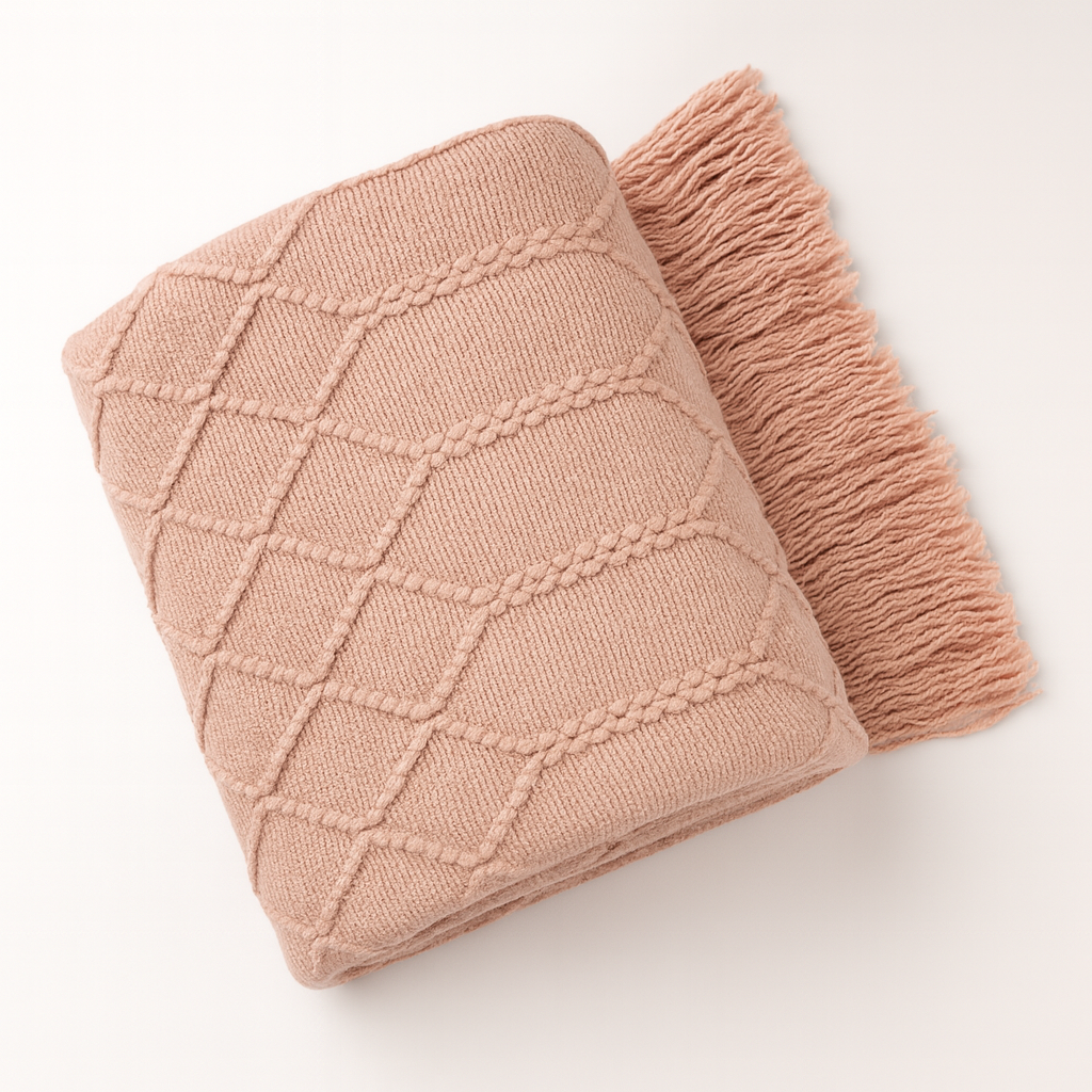 Soft Pink Knit Throw blanket