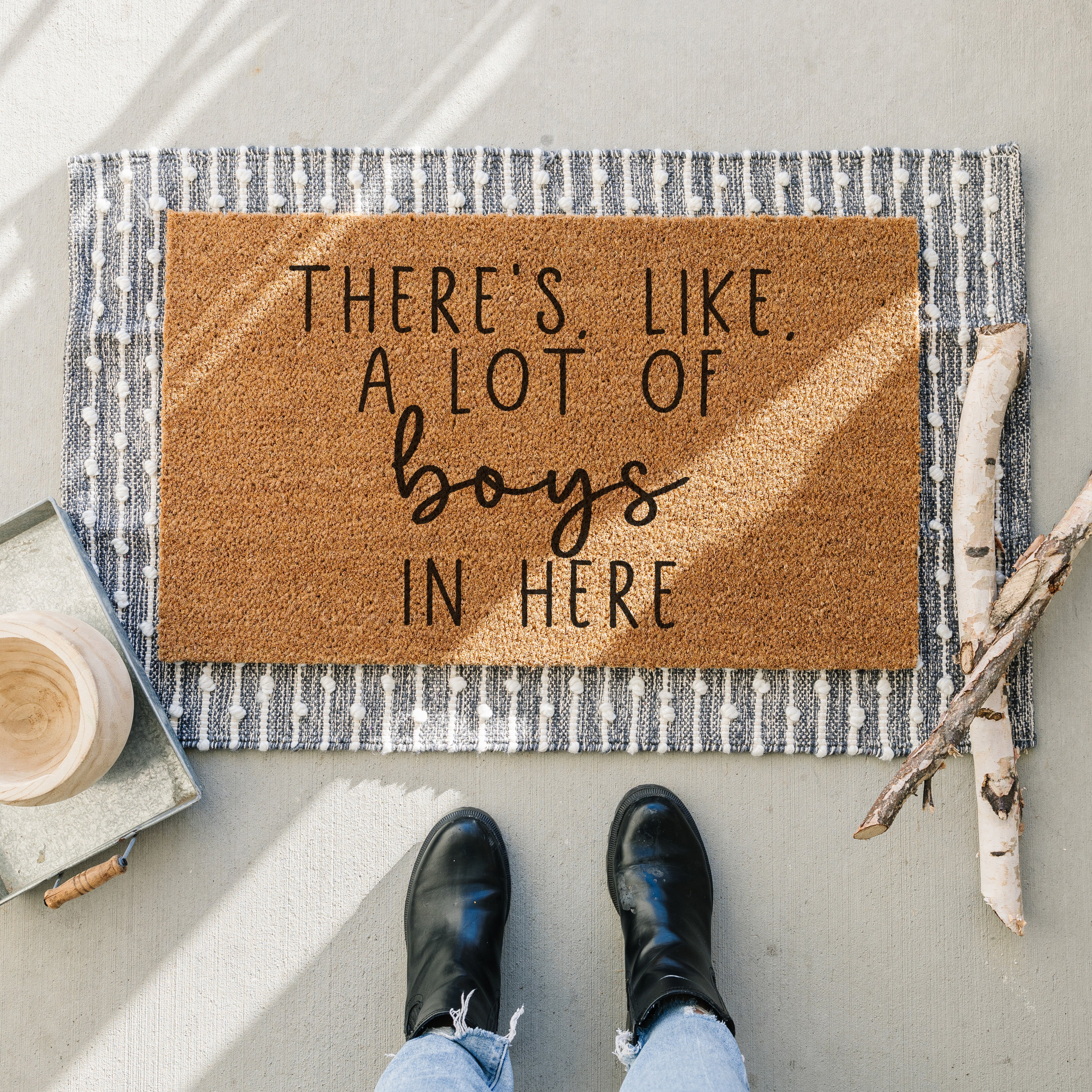 There's Like, A Lot of Boys in Here Doormat. Coir doormat. Funny doormat.