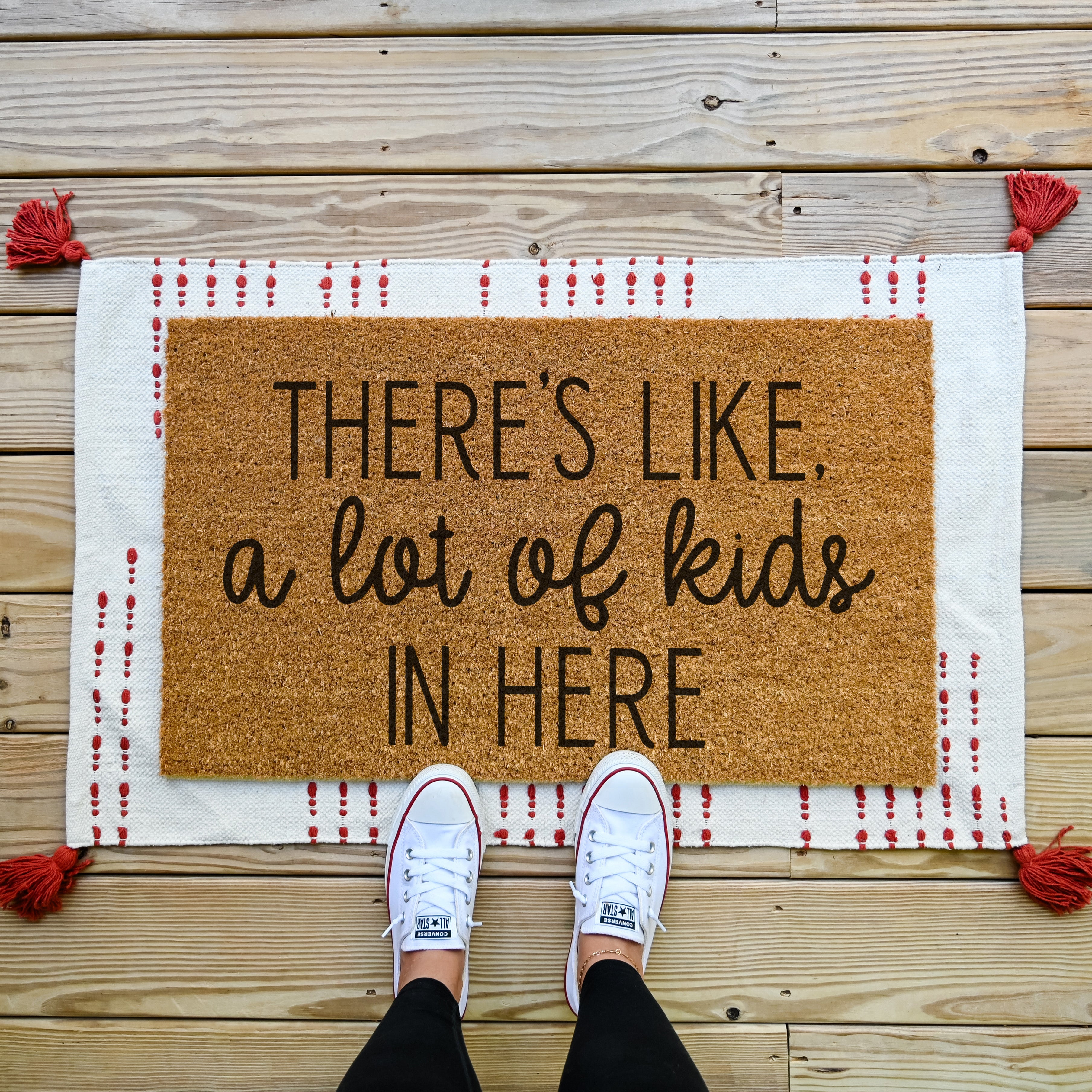 There's Like, A Lot of Kids in Here Doormat.  Coir doormat.  Funny doormat.