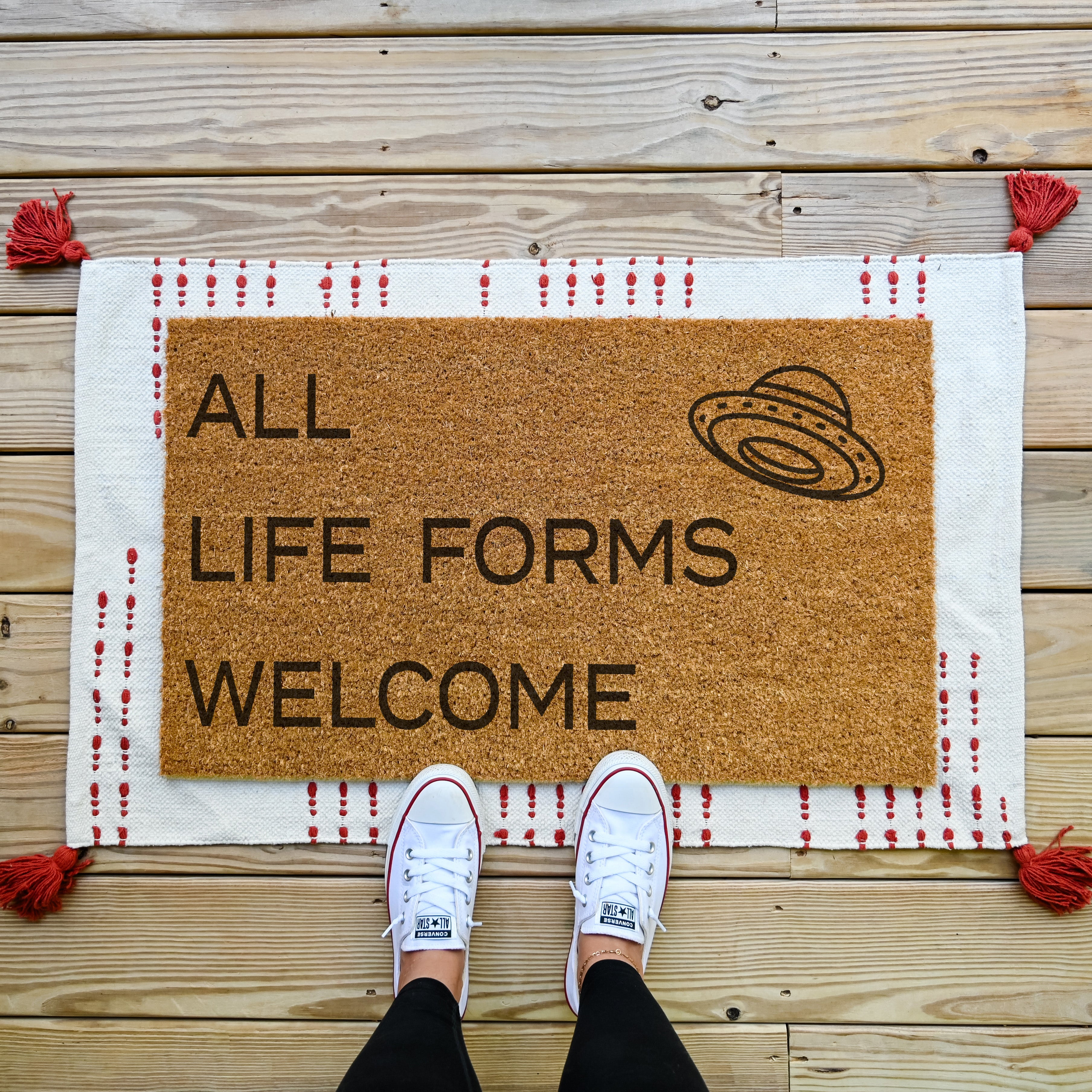 All Life Forms Welcome UFO Doormat - Hamlin Row