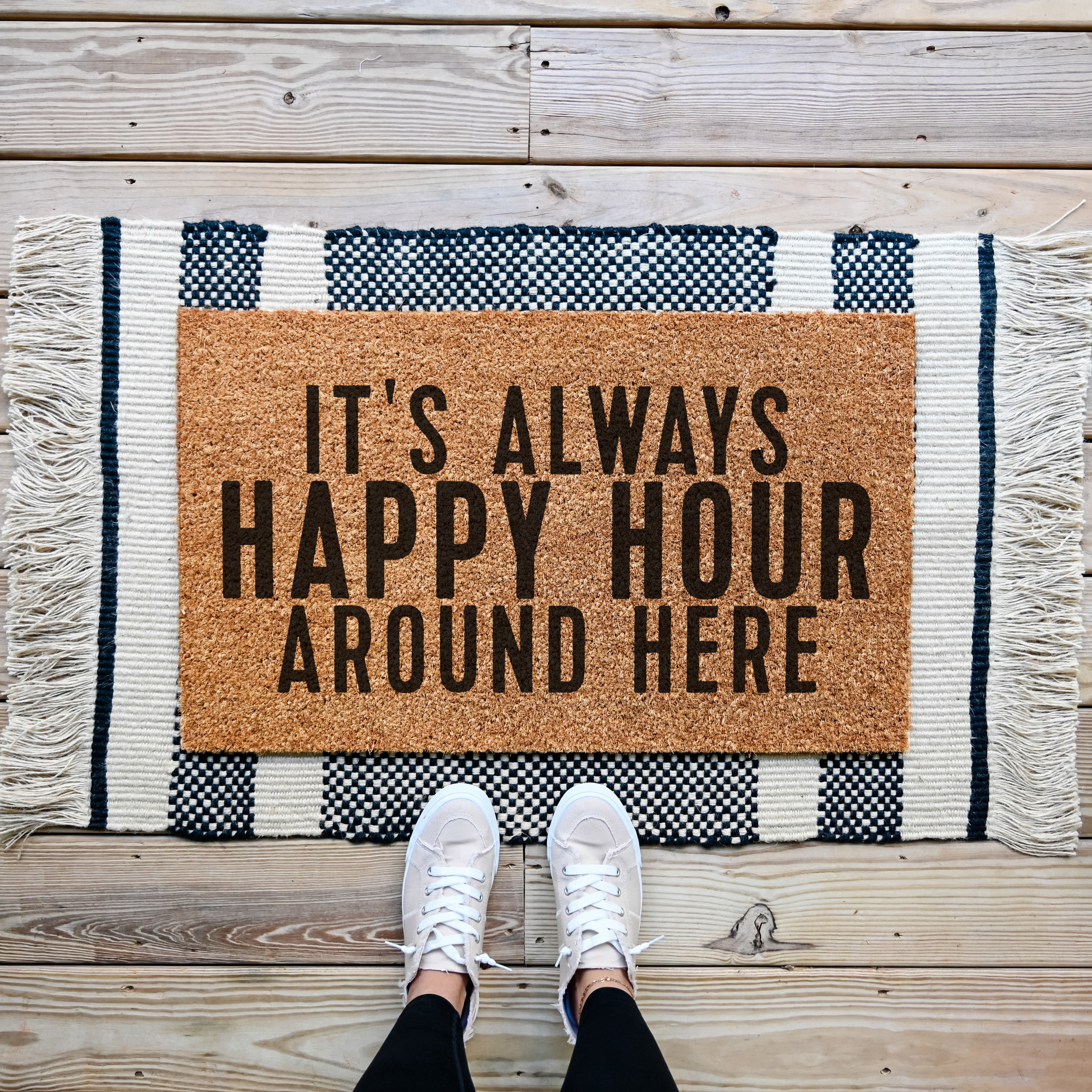 Always Happy Hour Doormat. Coir doormat.  Funny Doormat.