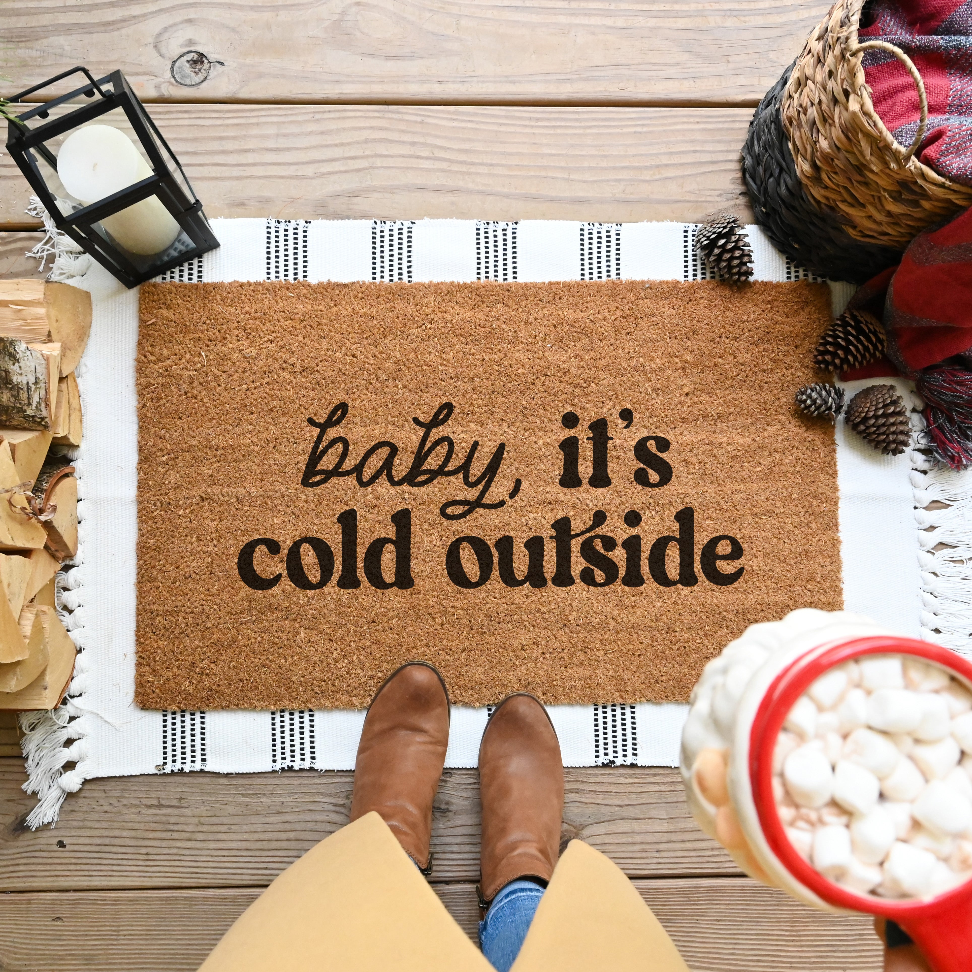 Baby It's Cold Outside Doormat.  Coir doormat.  Christmas doormat.
