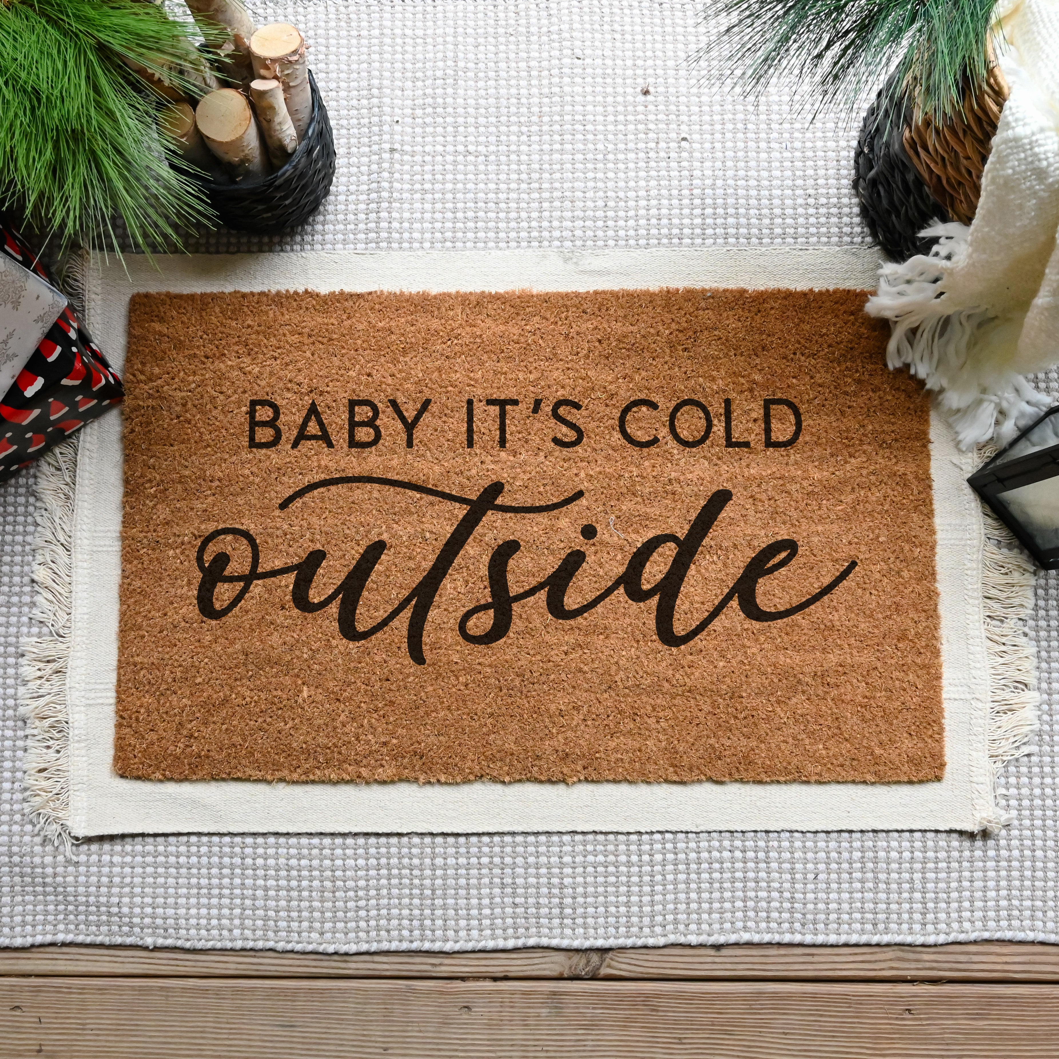 Baby It's Cold Outside Doormat.  Coir doormat.  Christmas doormat.