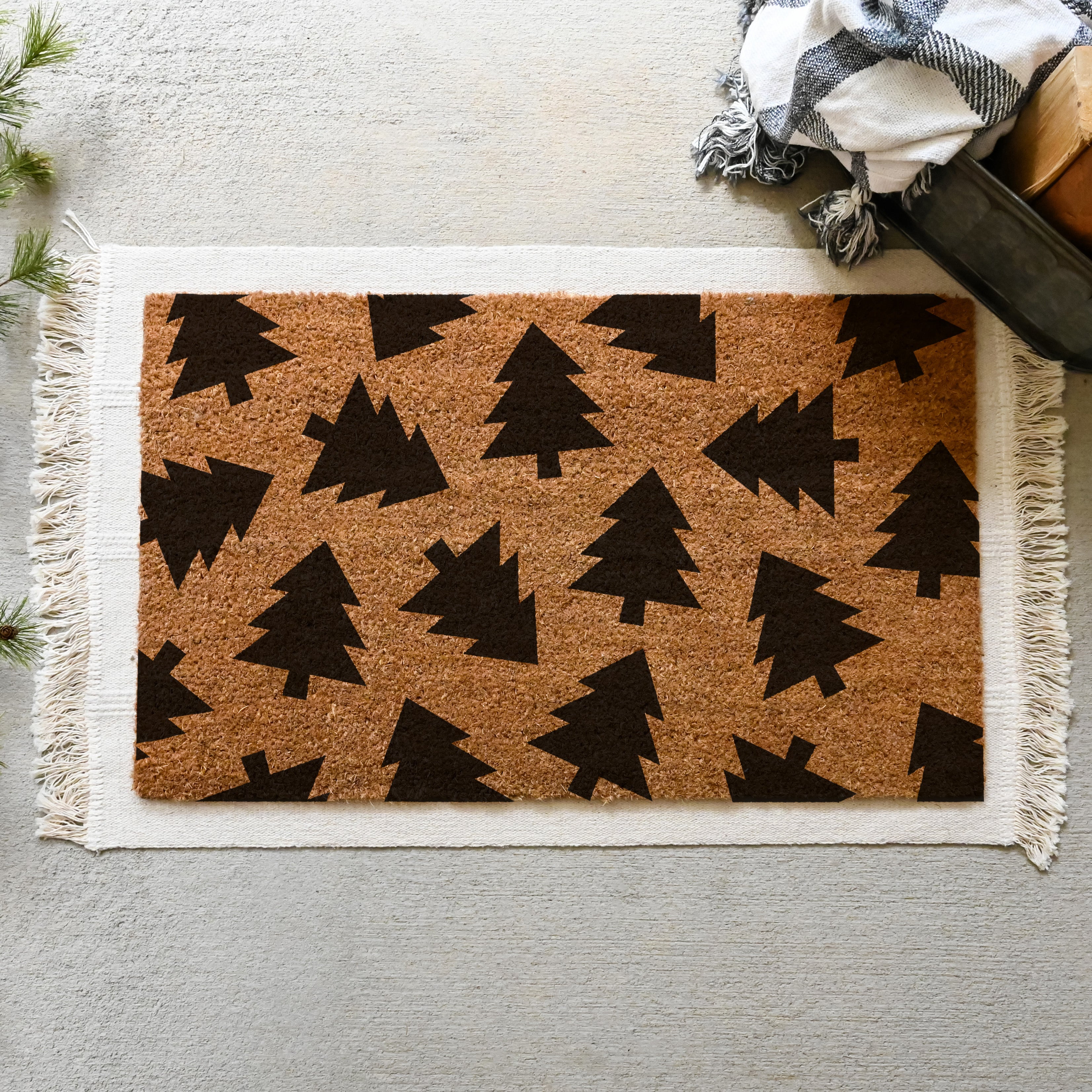 Christmas Tree Doormat.  Coir doormat.  Christmas doormat.