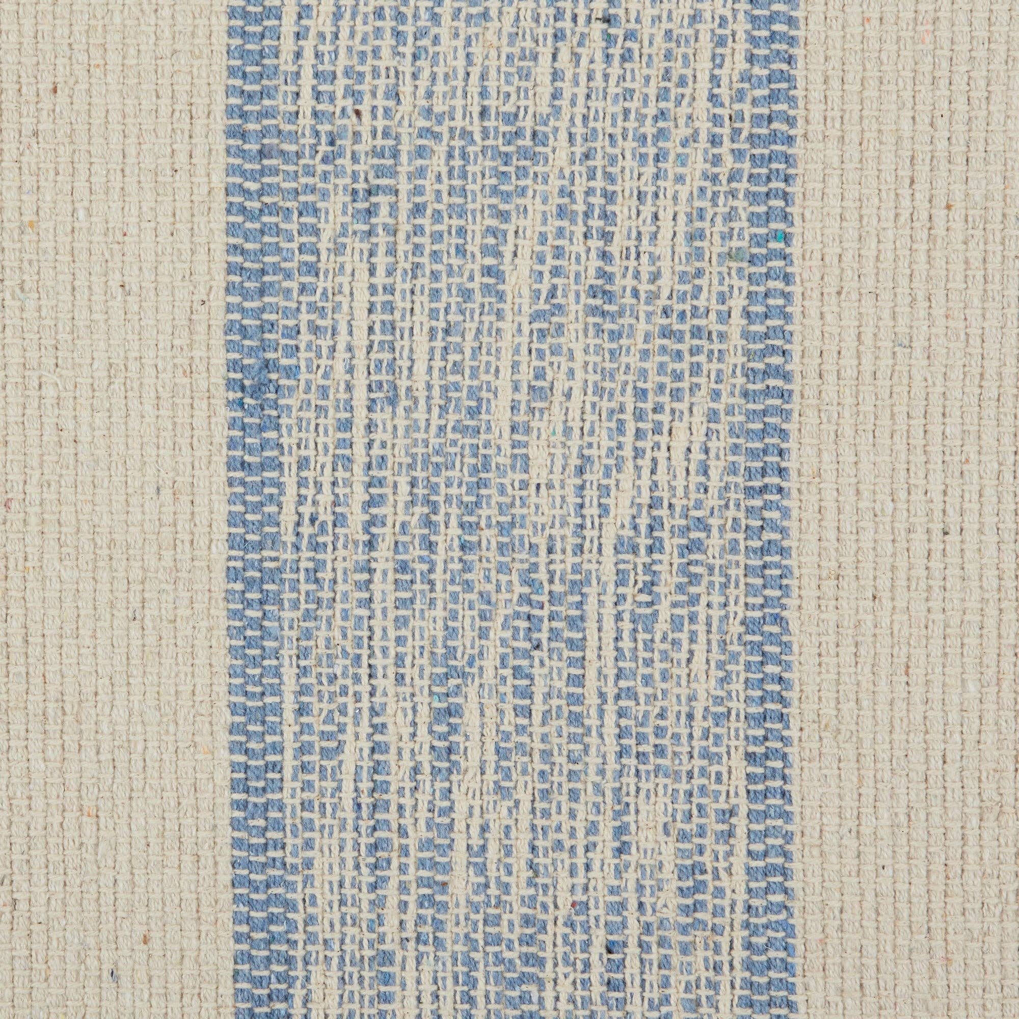 Stonewash Blue Variegated Stripe Recycled Yarn Rug 2X3