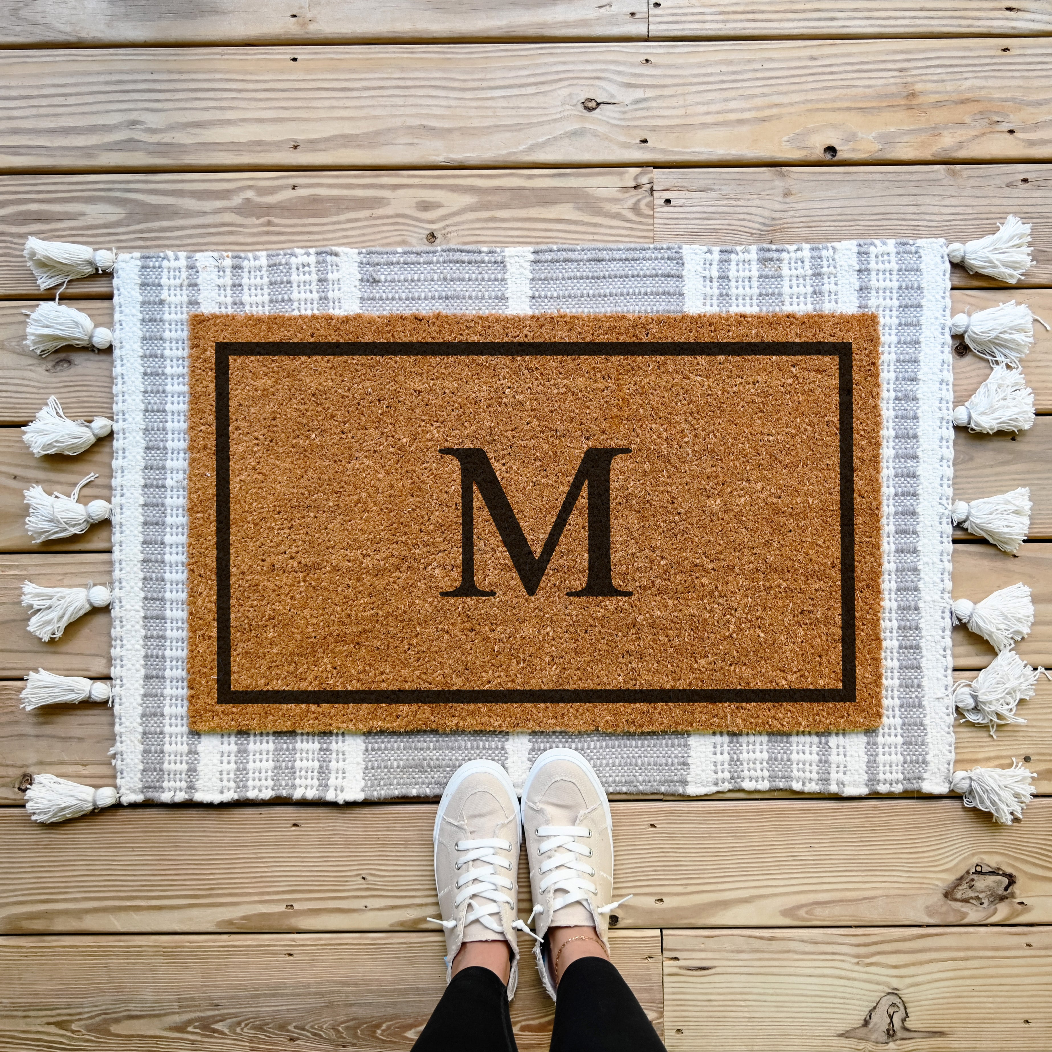 Custom Monogram Doormat. Coir doormat. Can have Initial or Name in center or border doormat