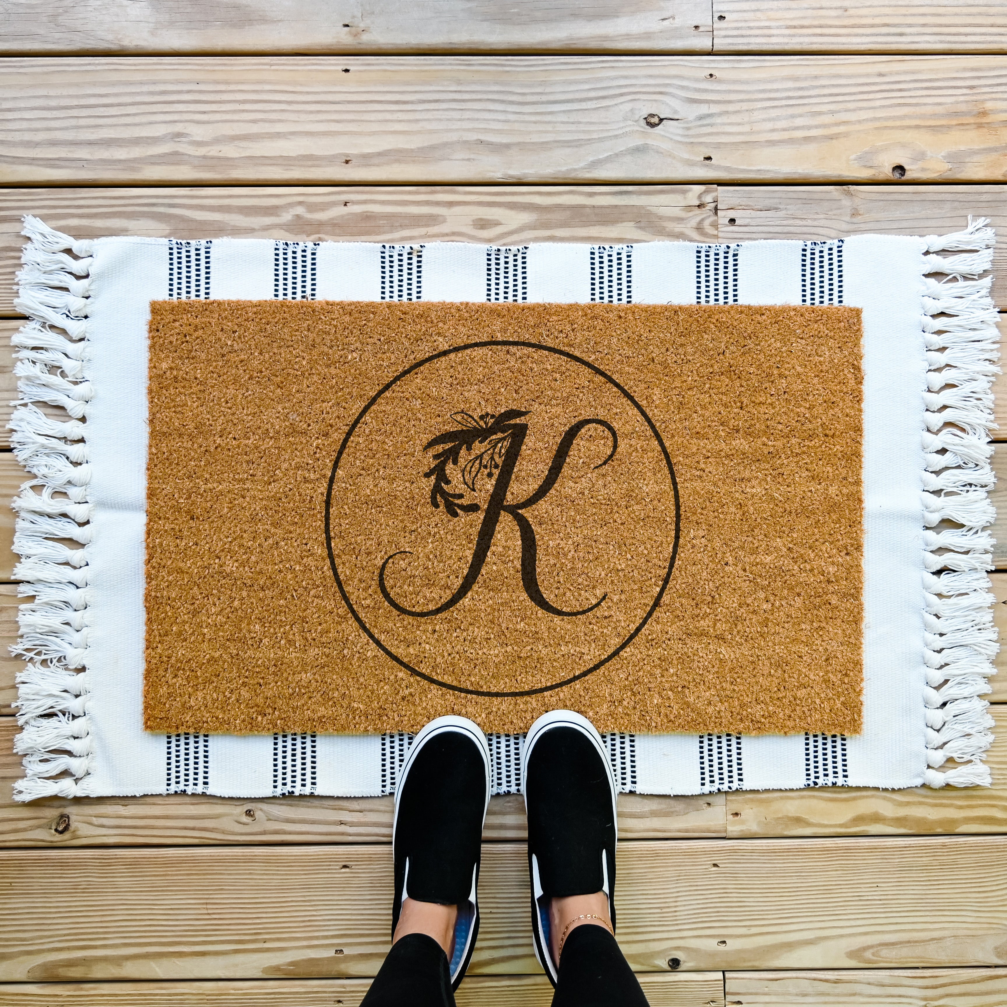 Floral Monogram Doormat - Hamlin Row