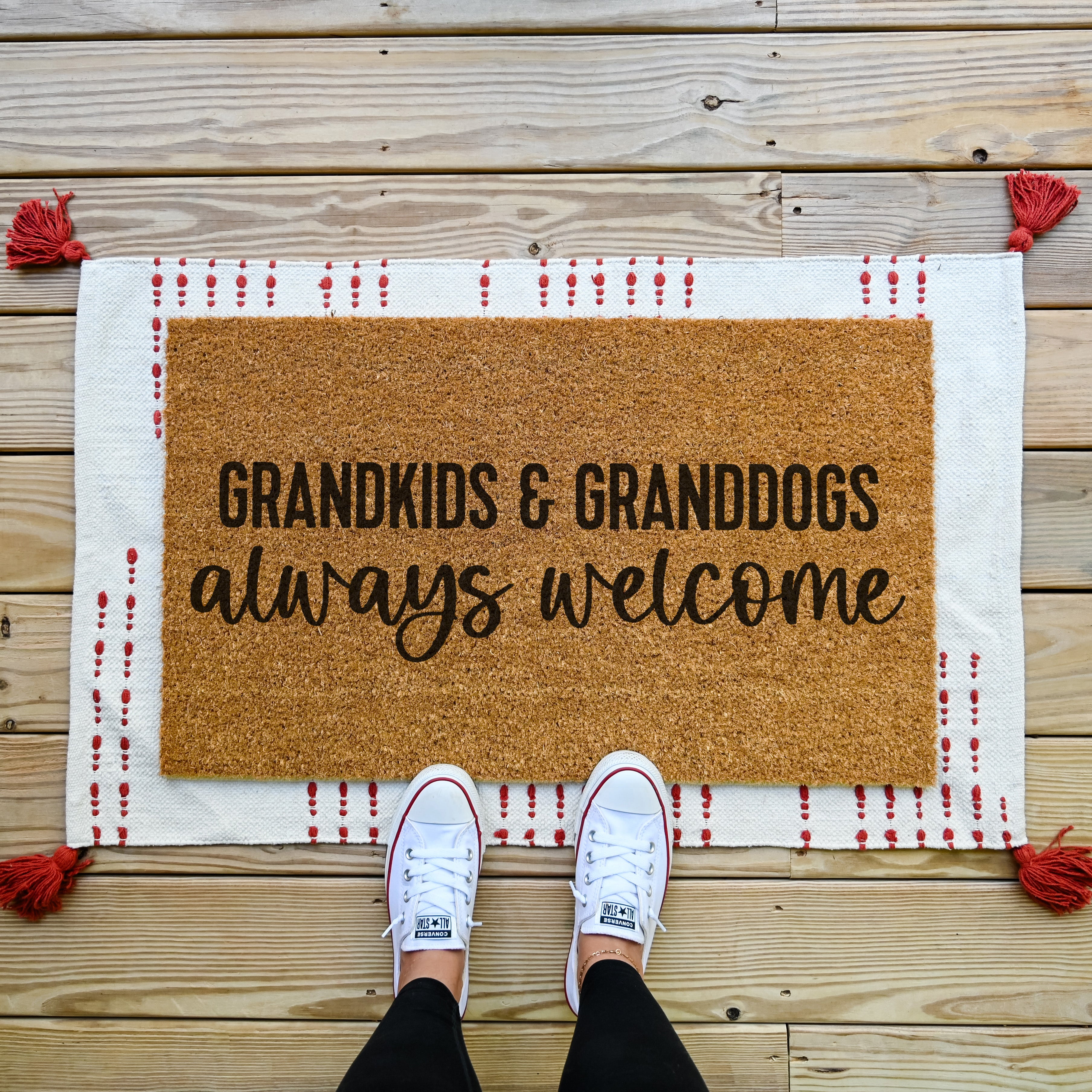 Grandkids & Granddogs Always Welcome Doormat. Coir doormat. Custom doormat