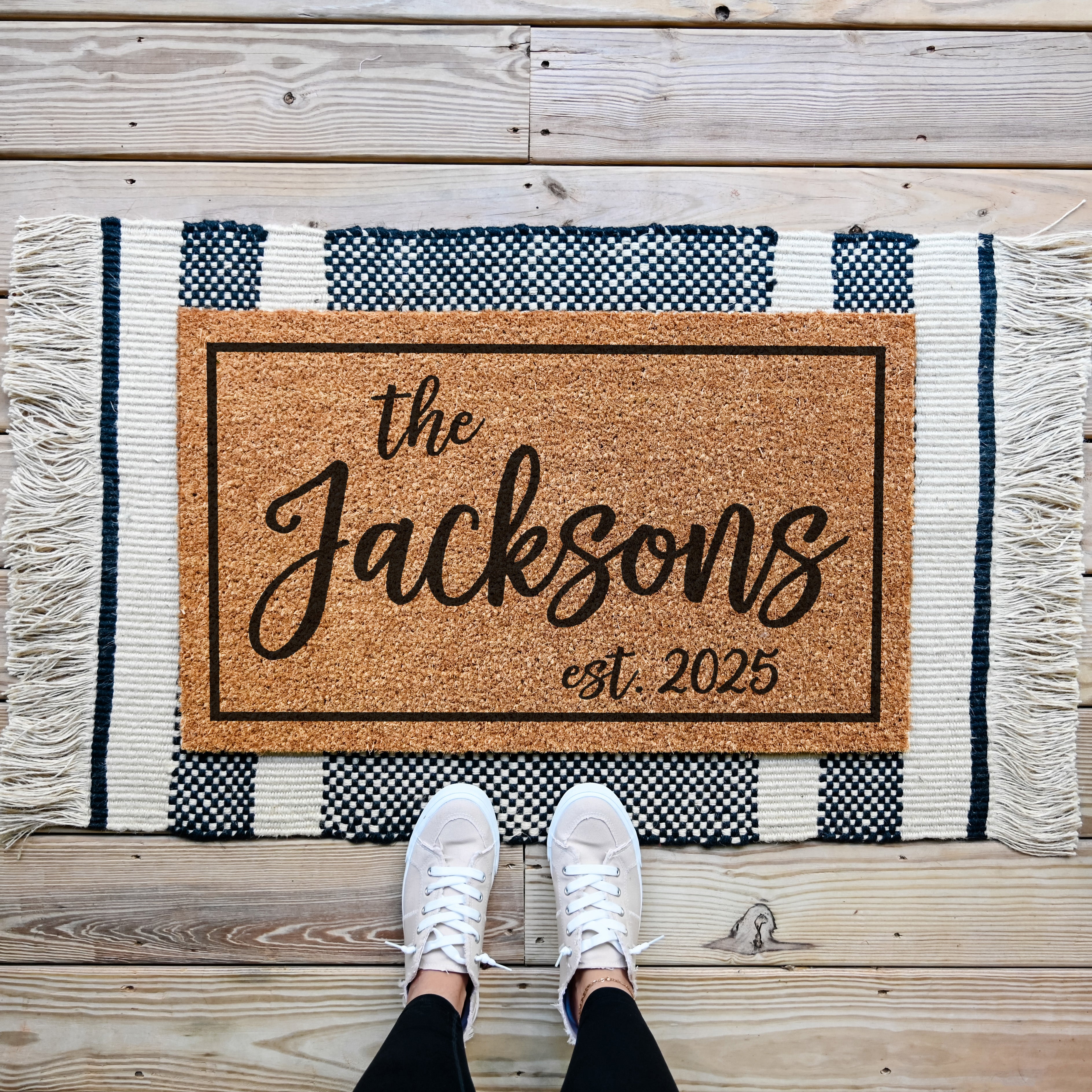 Custom Last Name EST Date Doormat - Hamlin Row