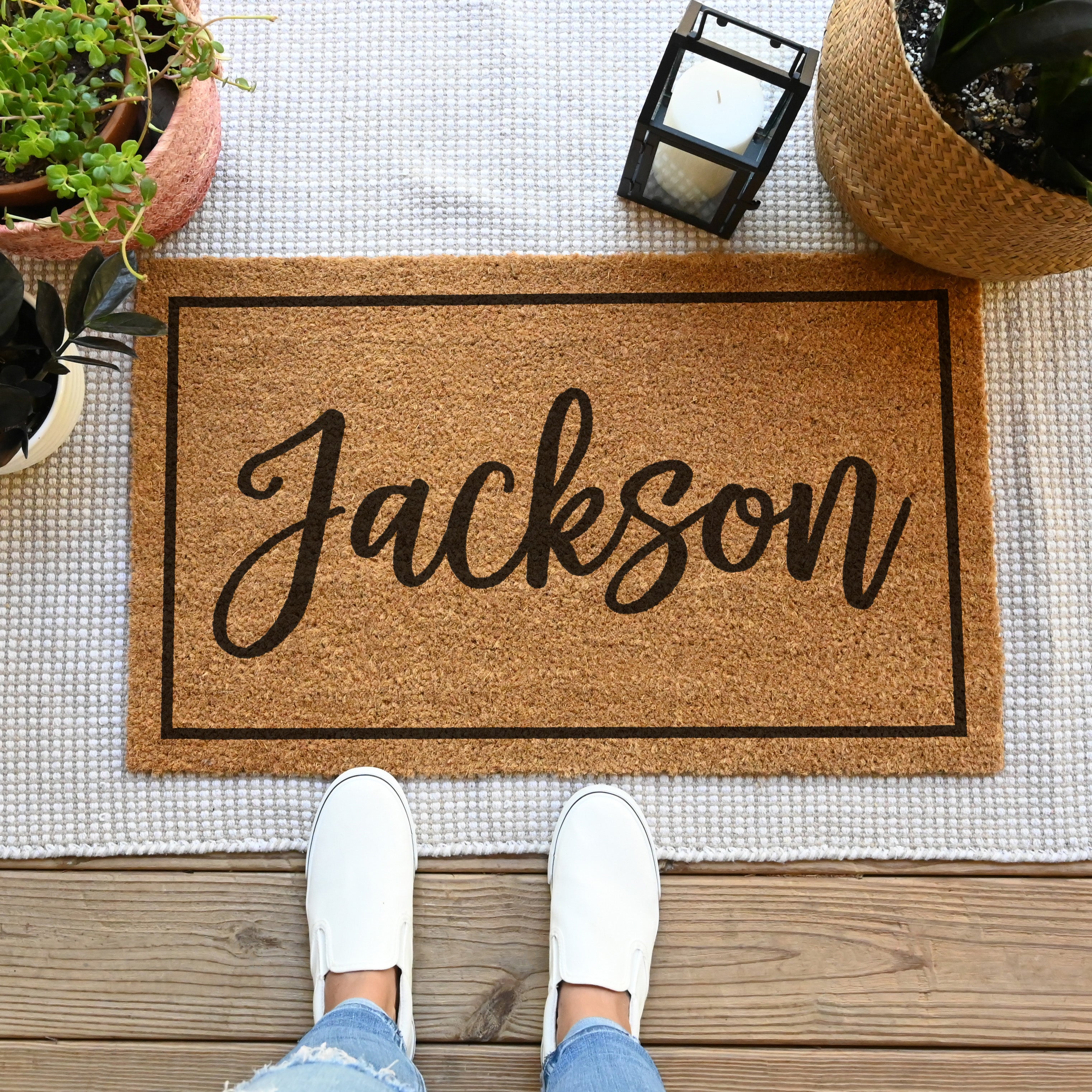 Personalized Plain Last Name Doormat - Hamlin Row