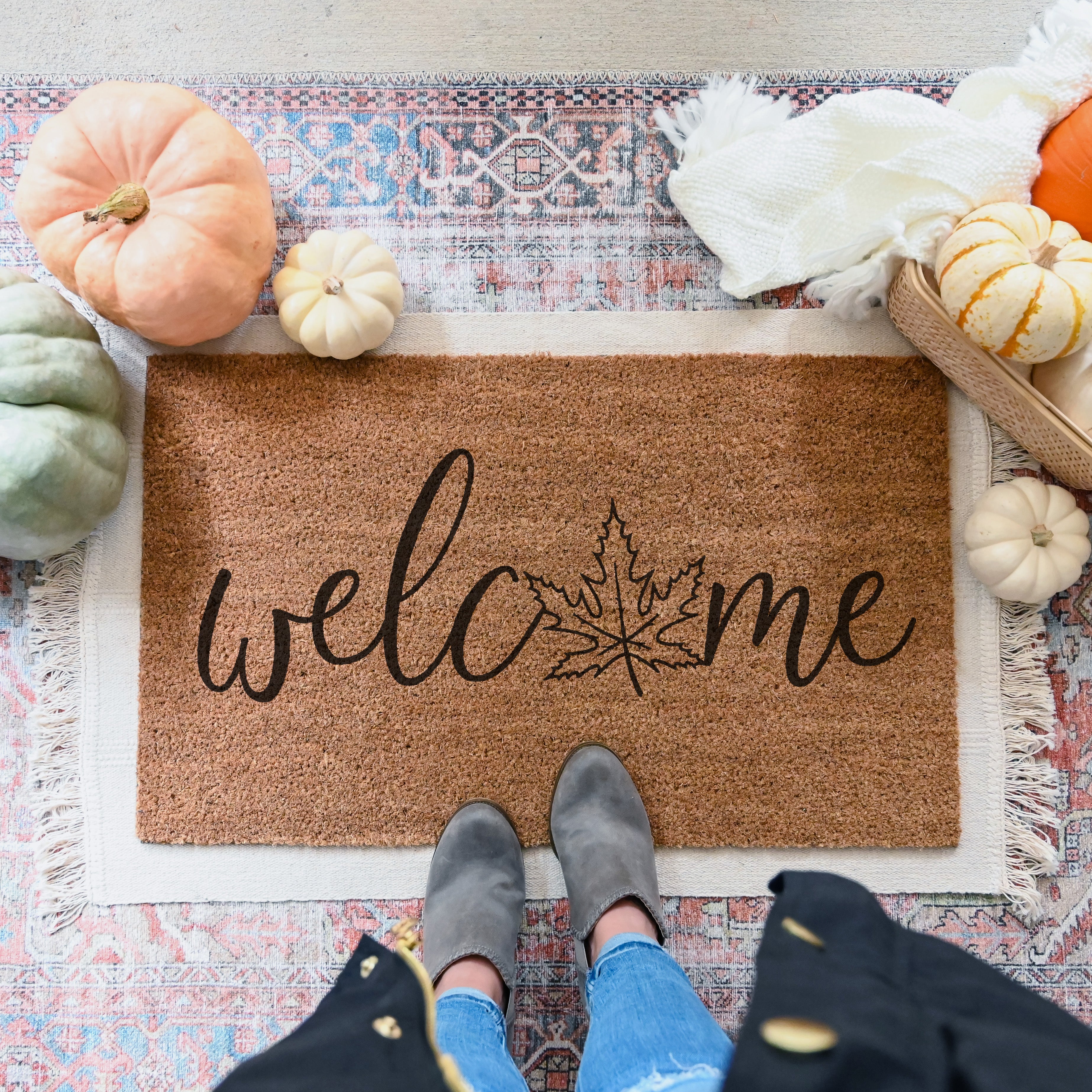 Welcome Fall Leaf Doormat