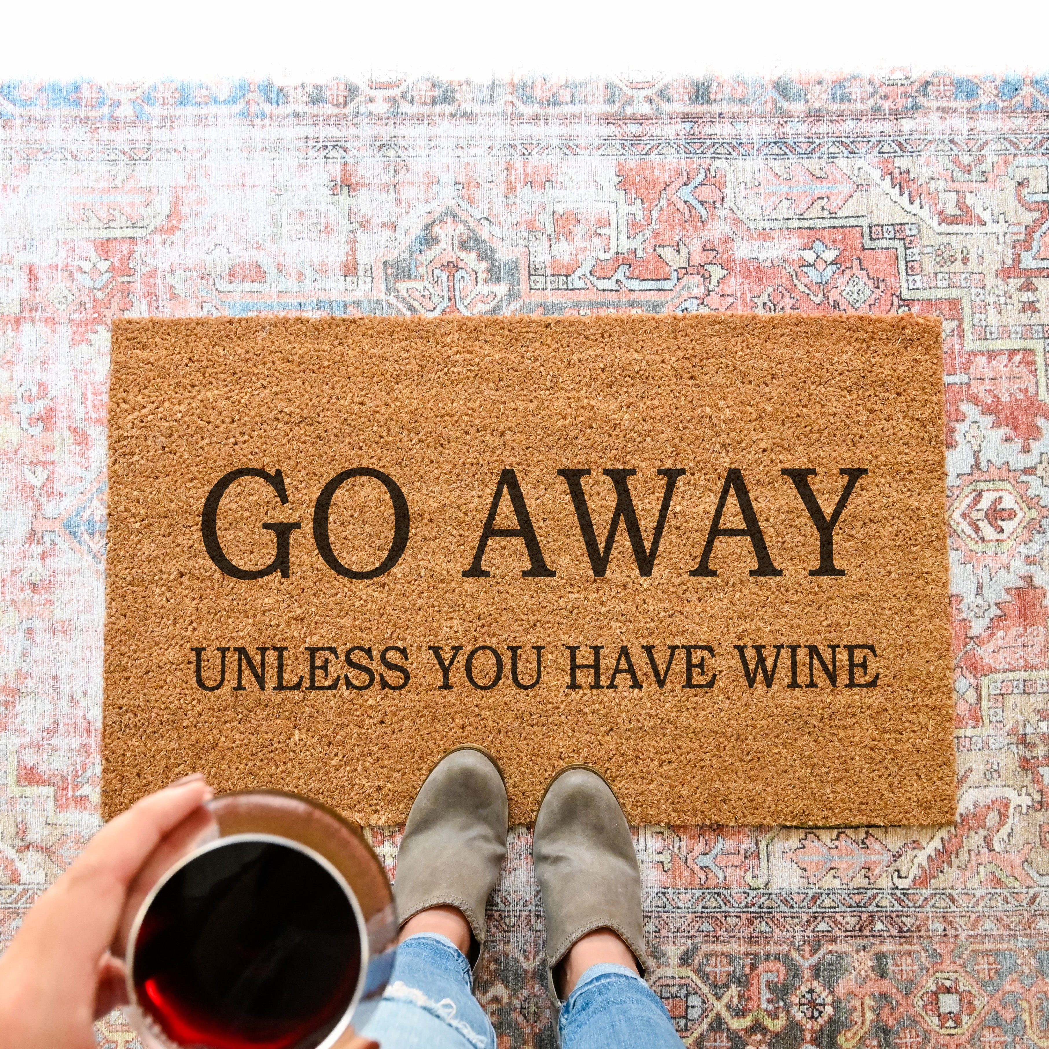 Go Away Unless You Have Wine Funny Doormat - Hamlin Row