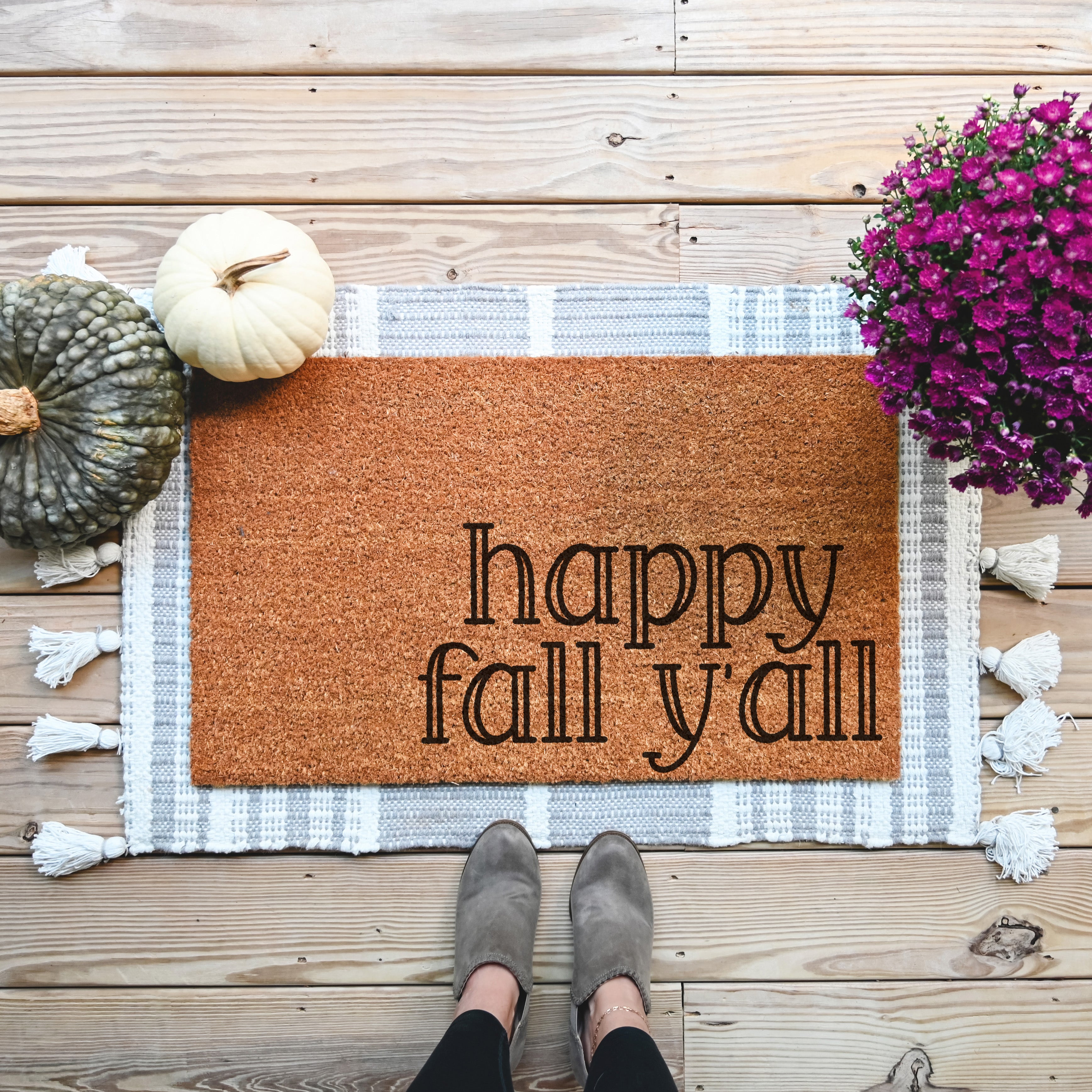 Happy Fall Y'all Doormat.  Coir doormat.  Fall doormat.