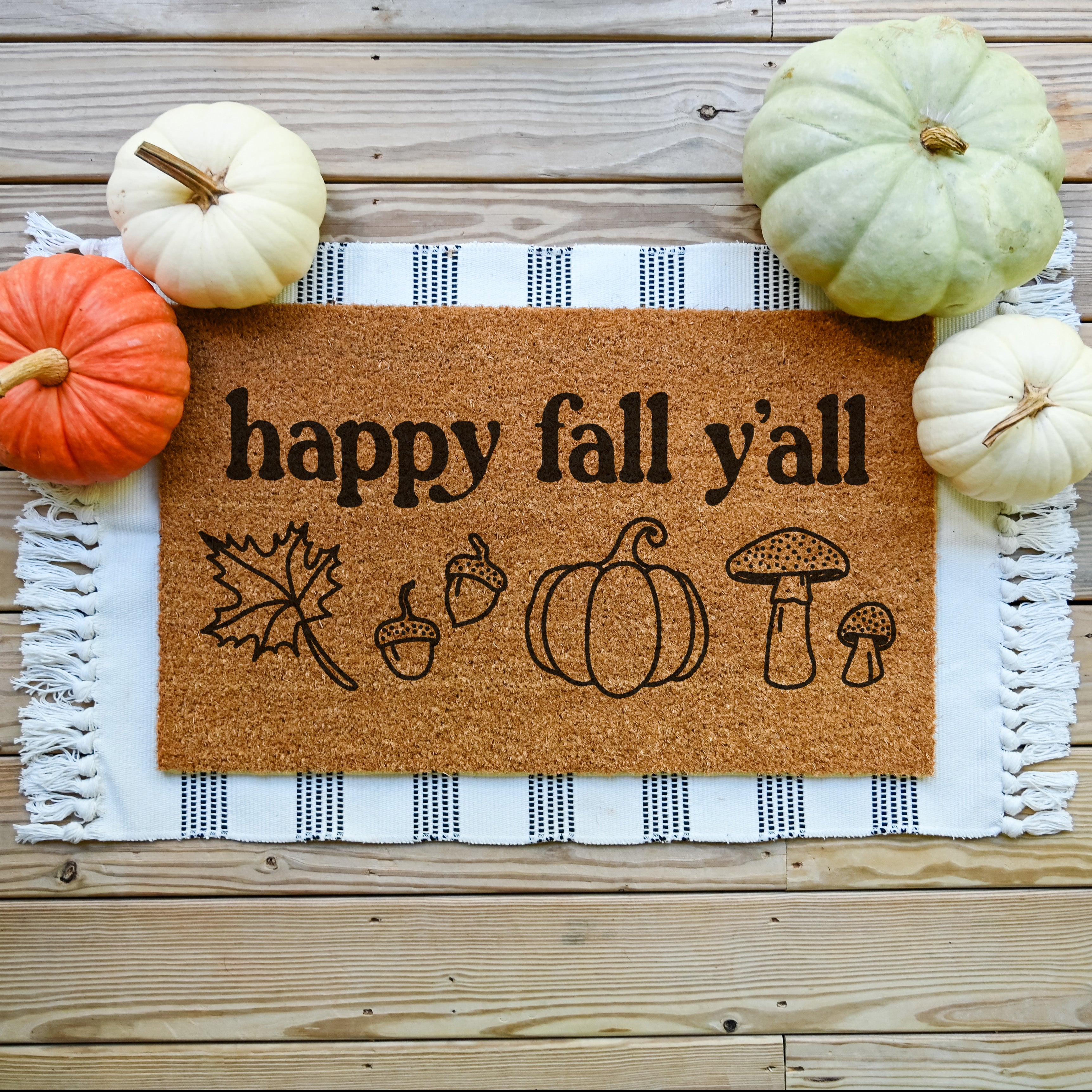 Happy Fall Y'all Doormat. Coir doormat. Fall doormat.