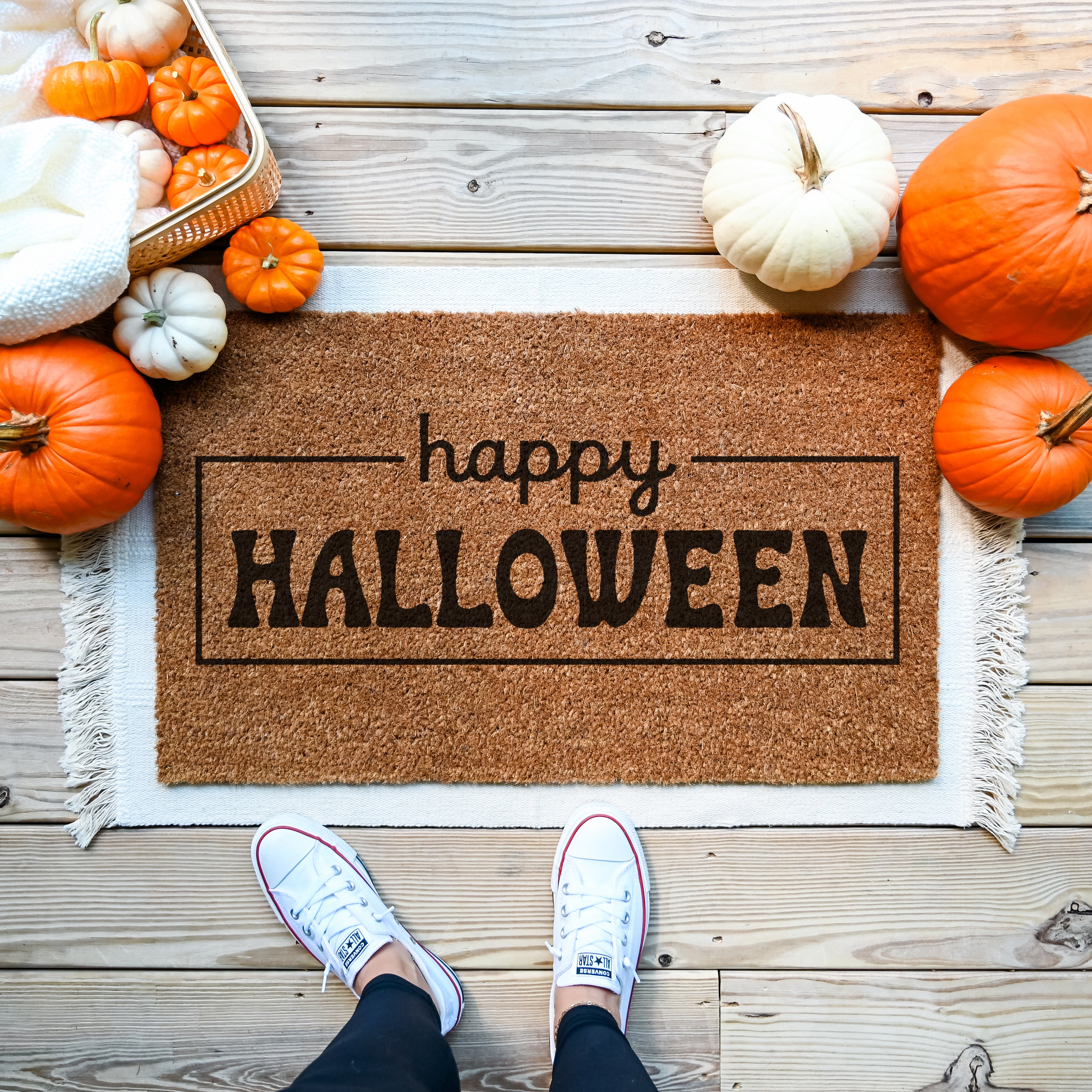 Happy Halloween Doormat. Coir doormat. Fall doormat. Halloween doormat.