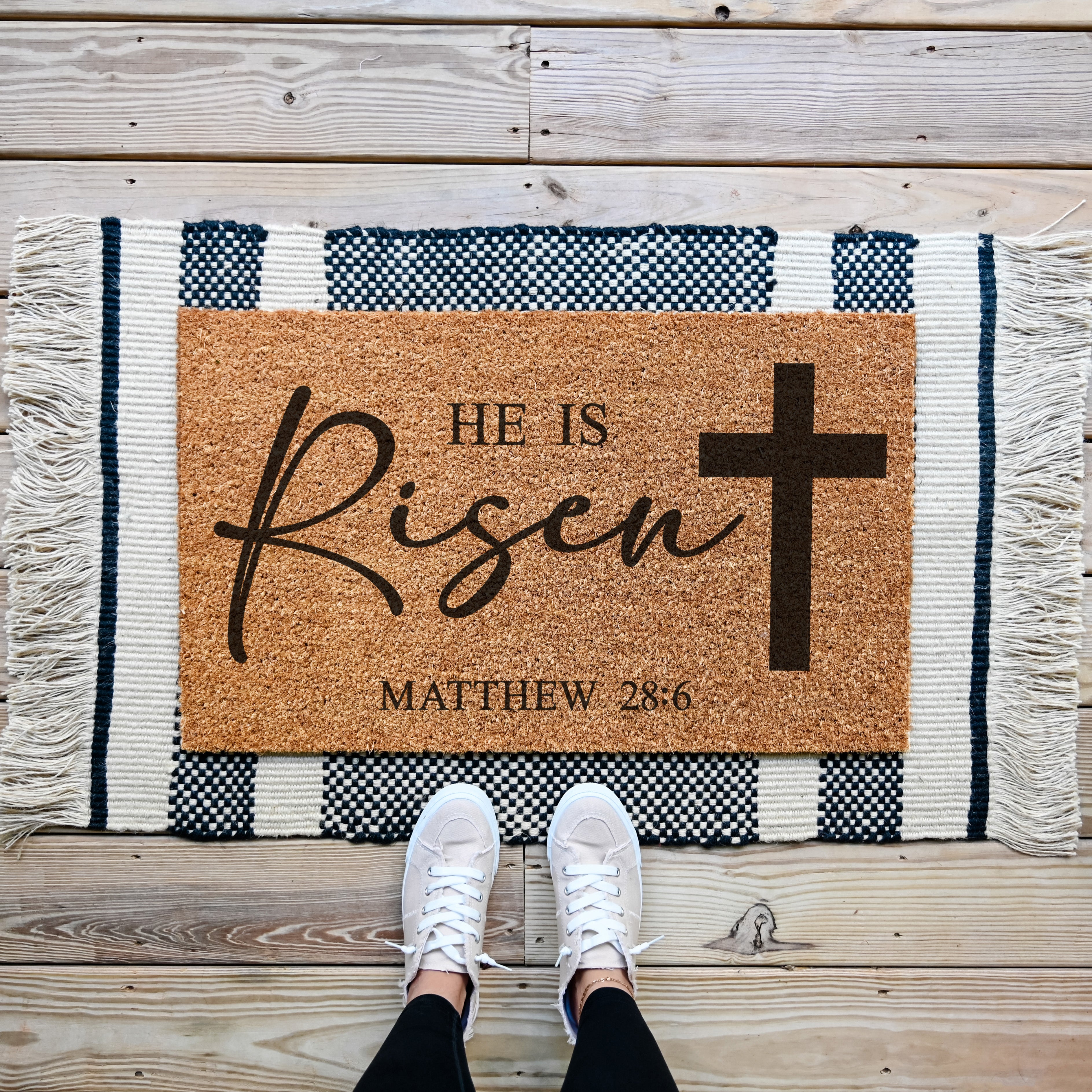 He Is Risen Easter Doormat - Hamlin Row