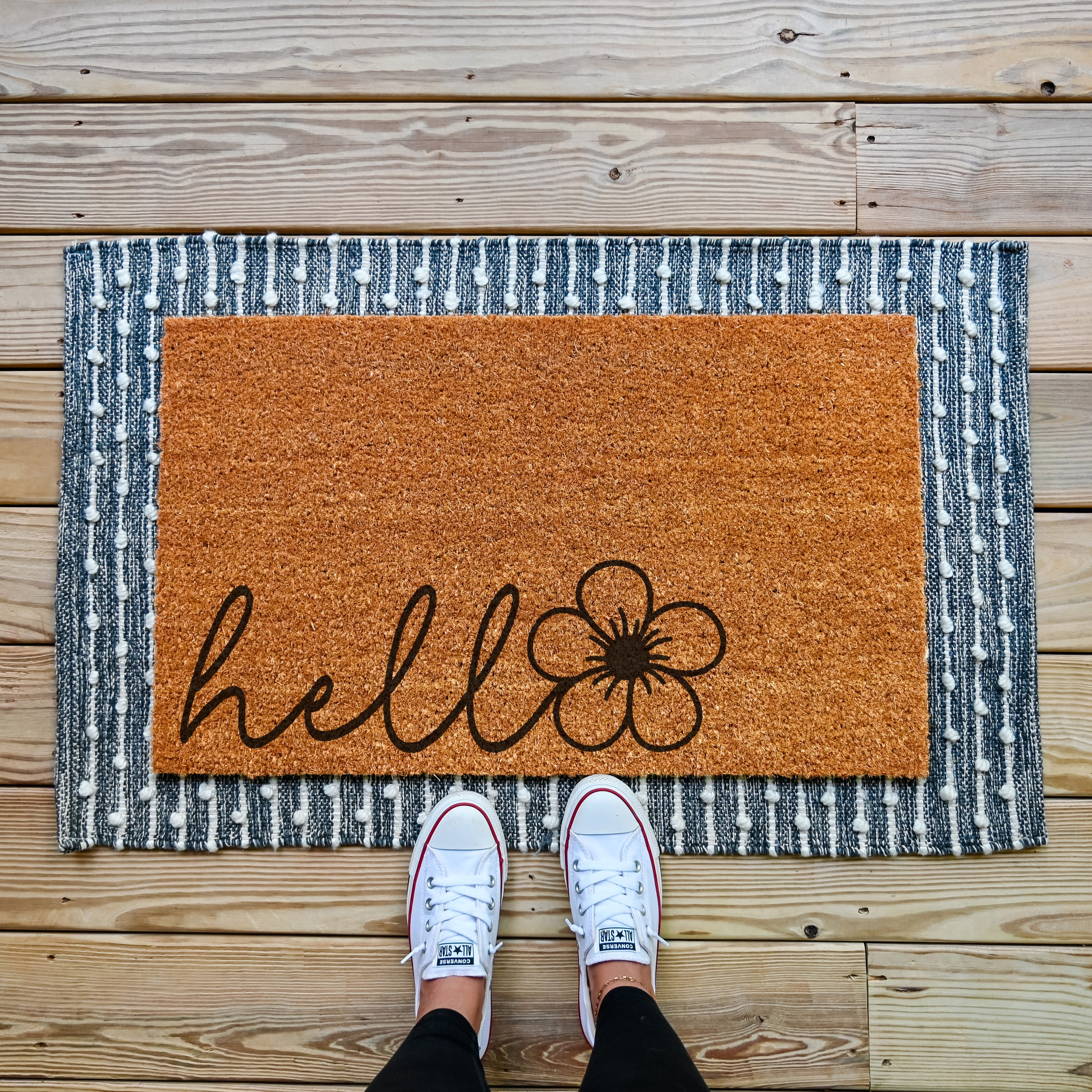 Hello Floral Spring Doormat - Hamlin Row