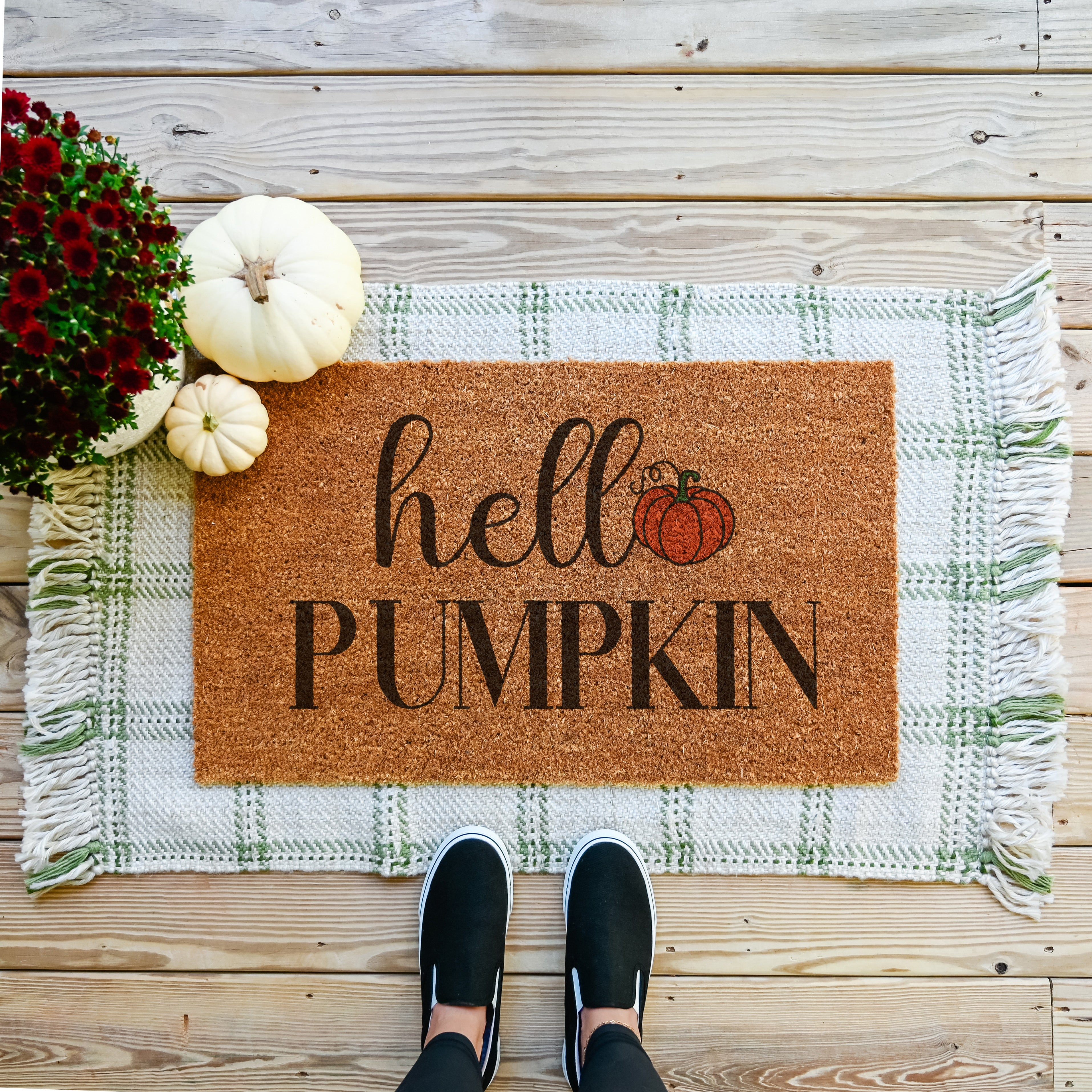 Hello Pumpkin Doormat. Coir doormat. Fall Doormat