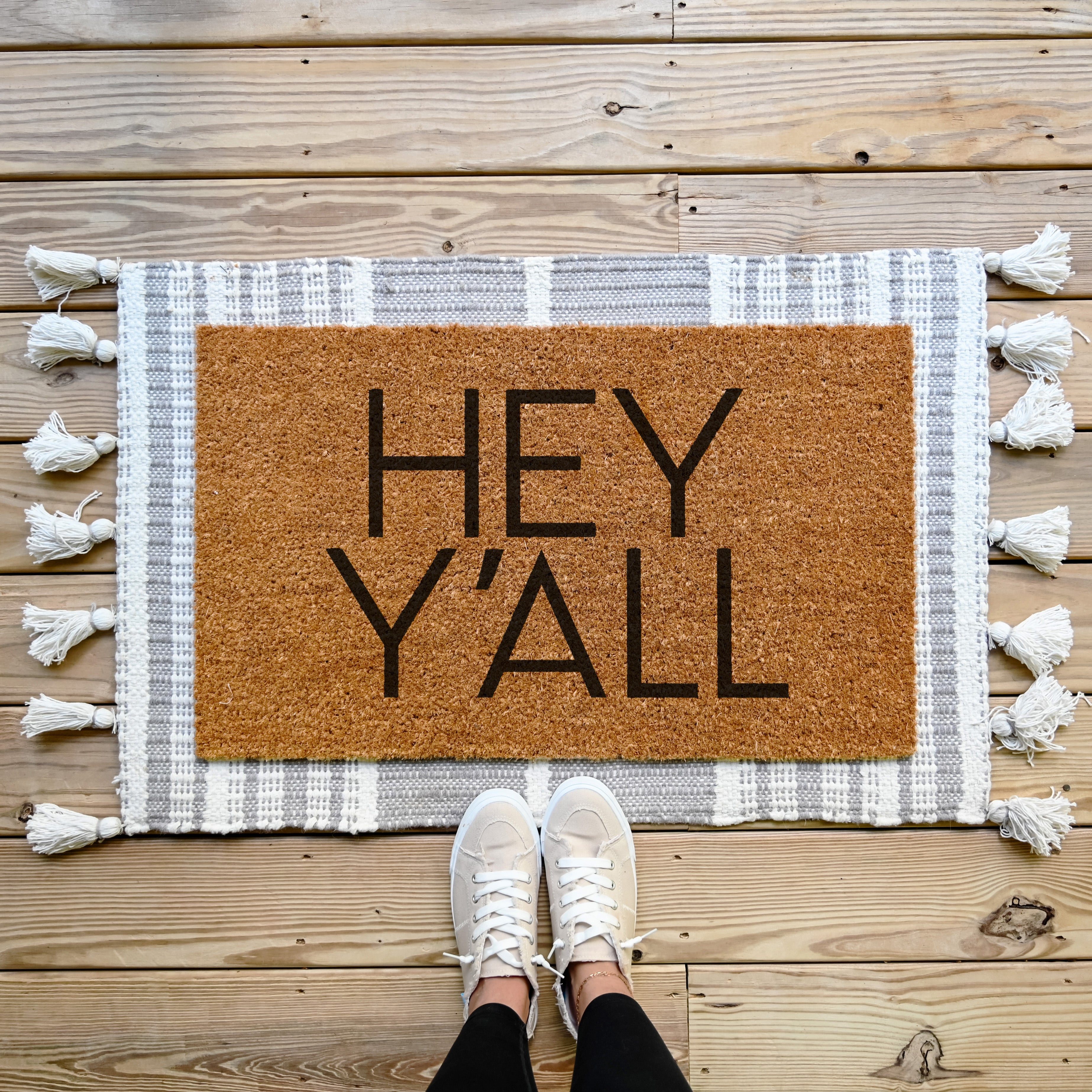 Hey Y'all Doormat.  Coir doormat. Welcome doormat.