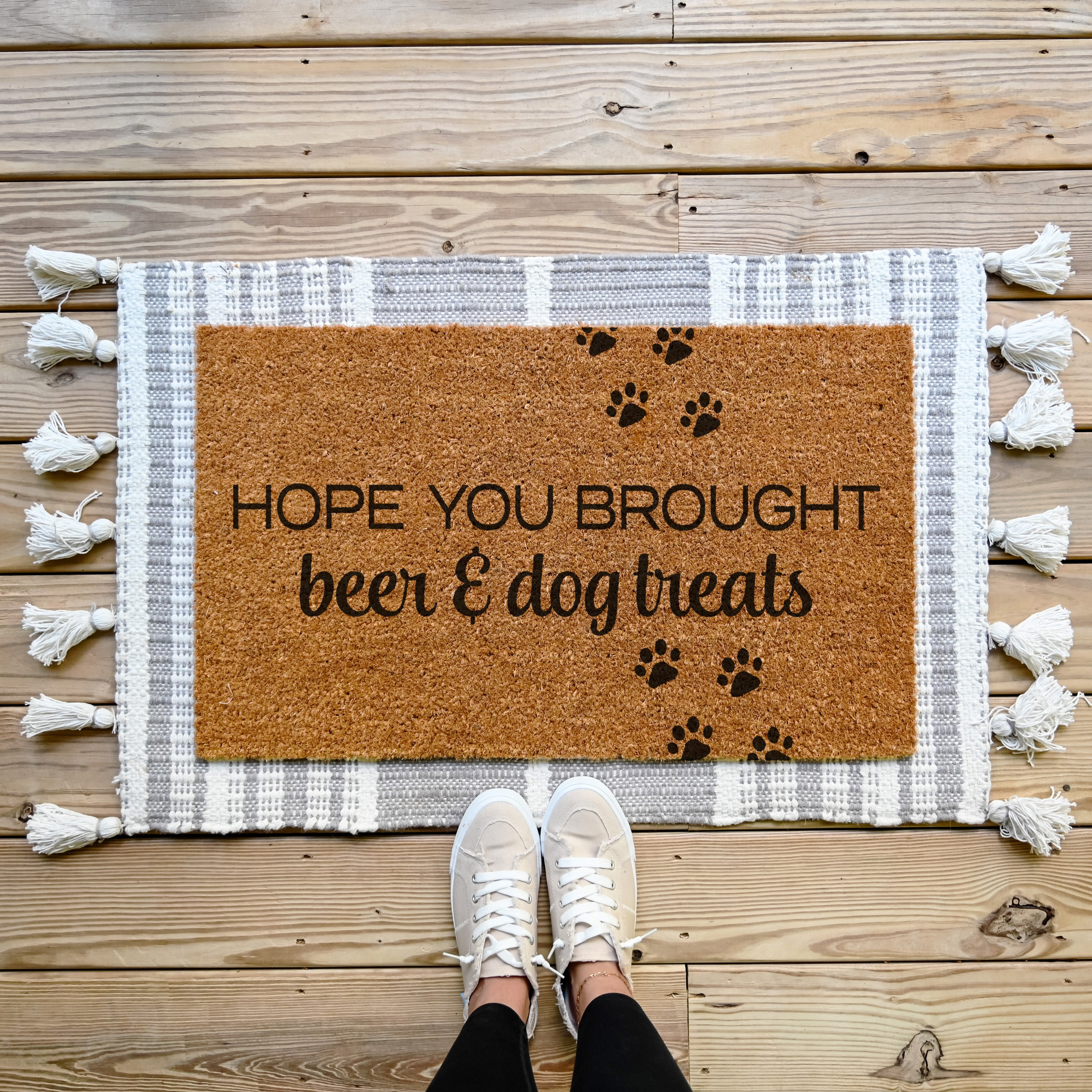 Hope You Brought Beer & Dog Treats Doormat.  Coir doormat.  Funny doormat.