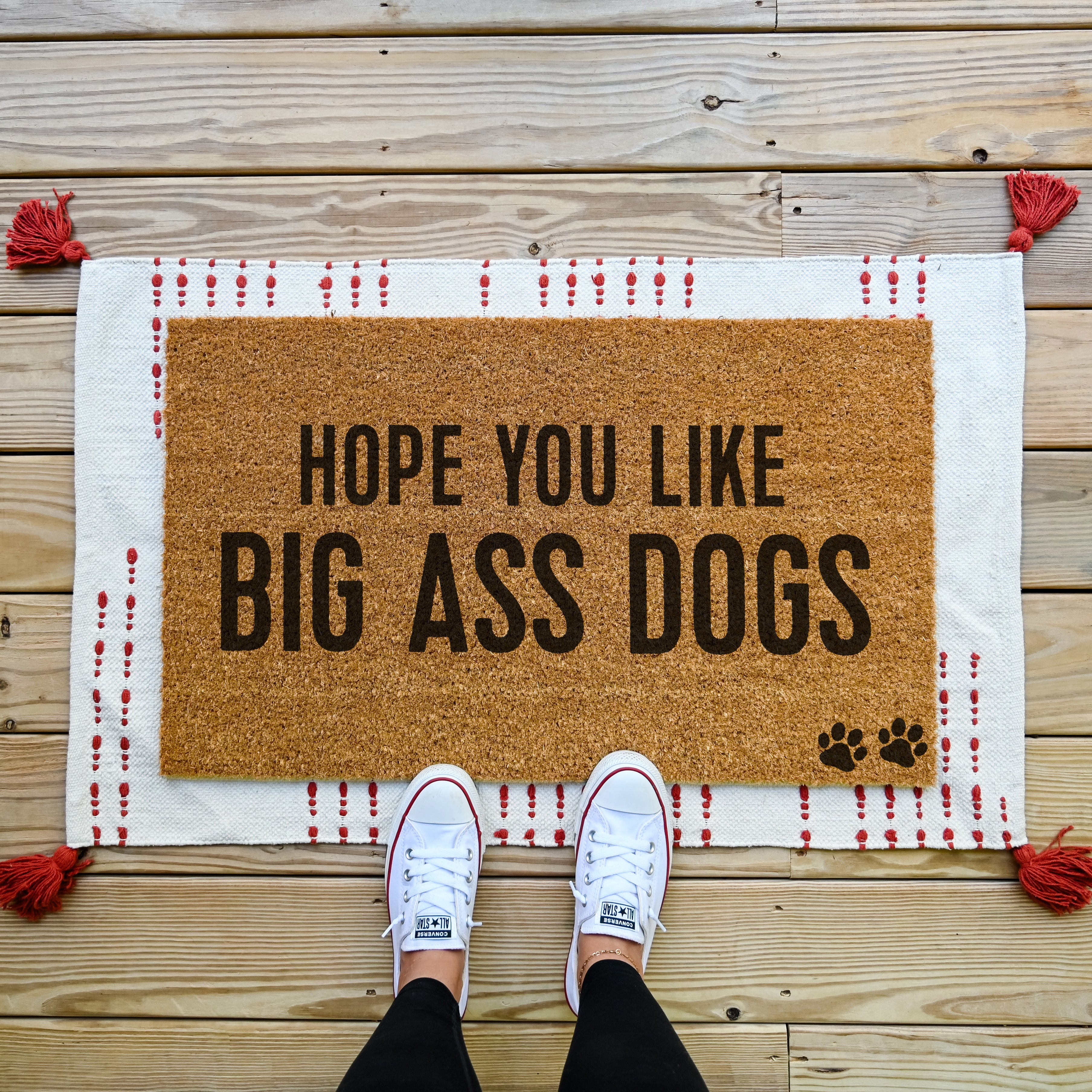 hope you like big ass dogs doormat.  coir doormat. paws in the corner.