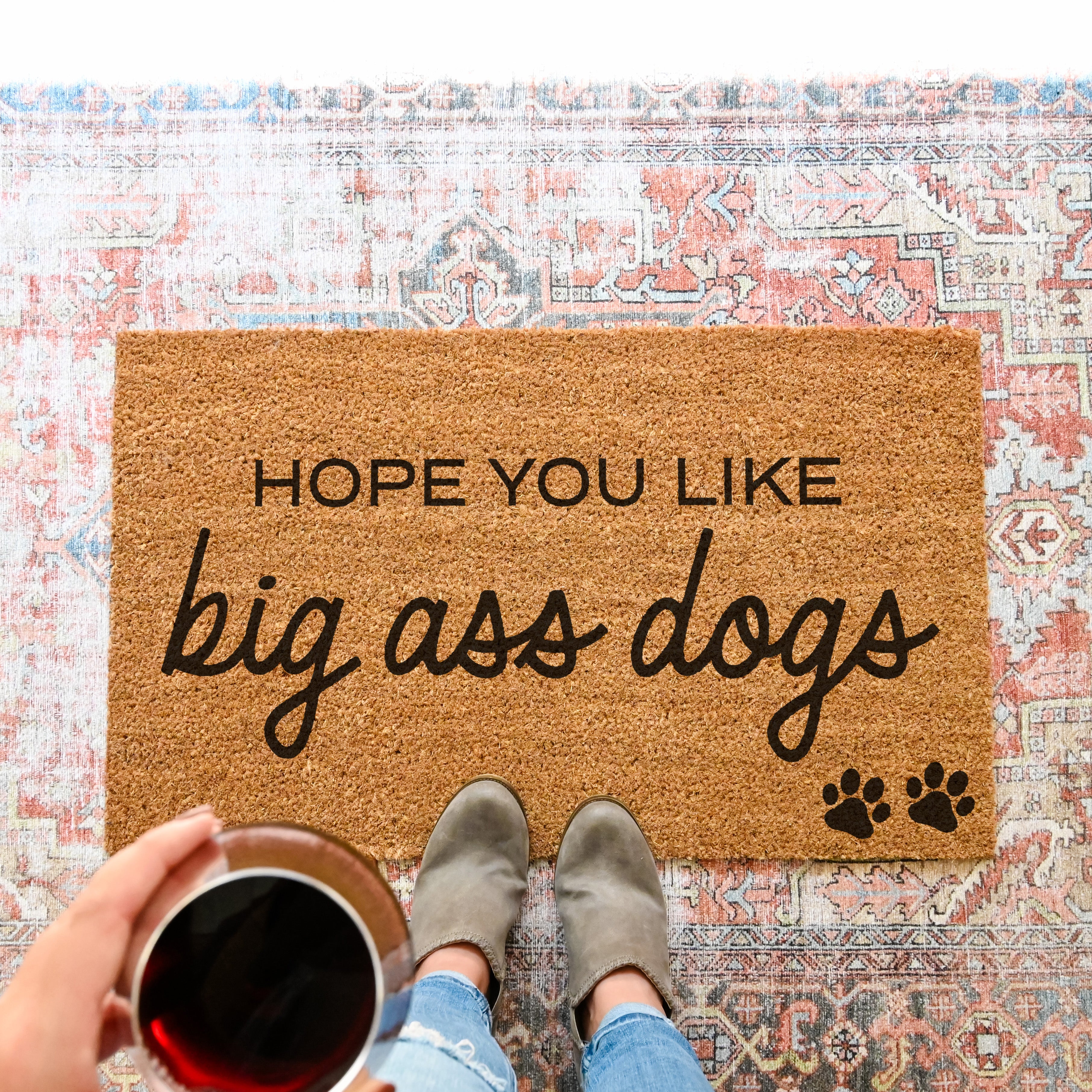 hope you like big ass dogs doormat.  coir doormat. paws in the corner doormat
