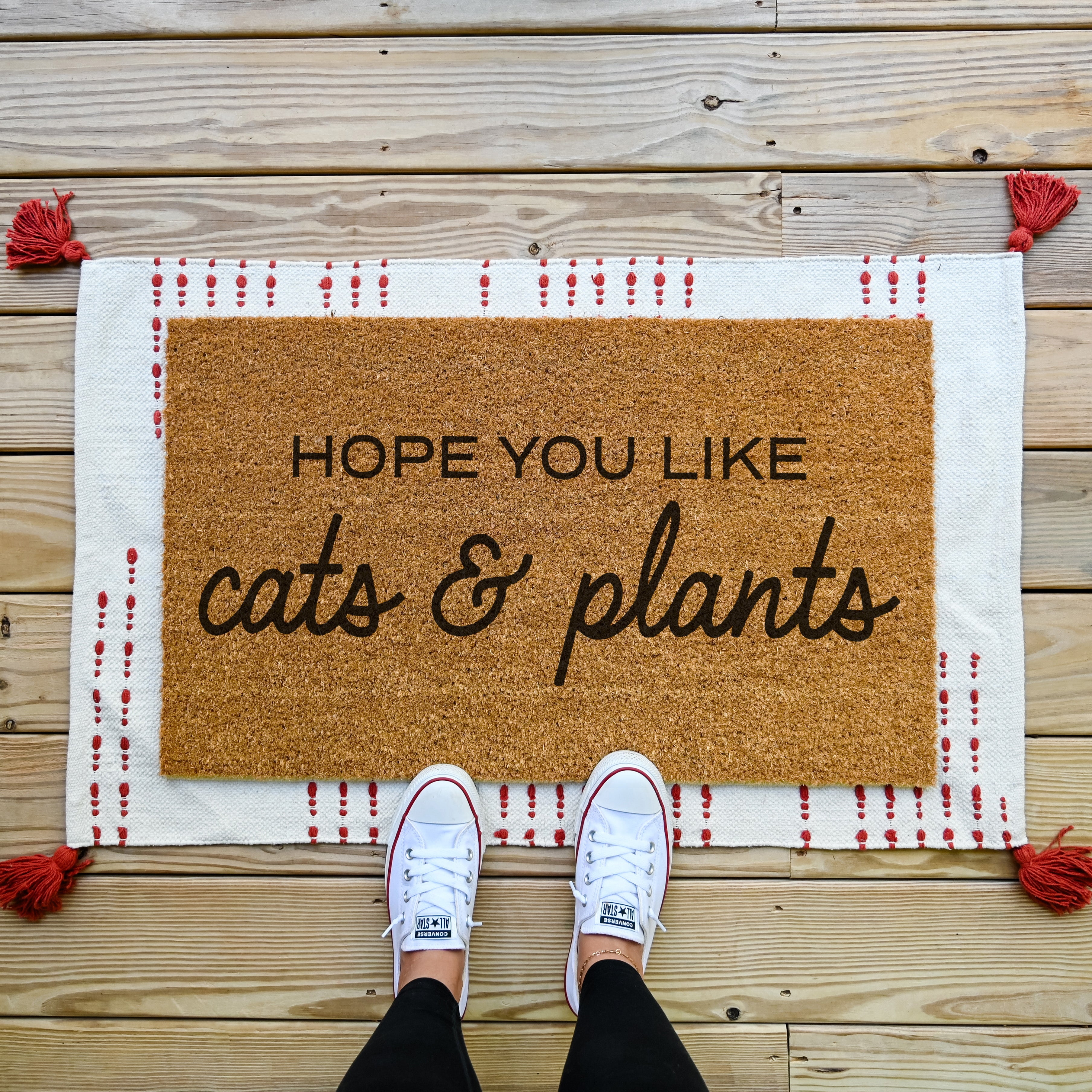 Hope You Like Cats And Plants Doormat. Coir doormat.
