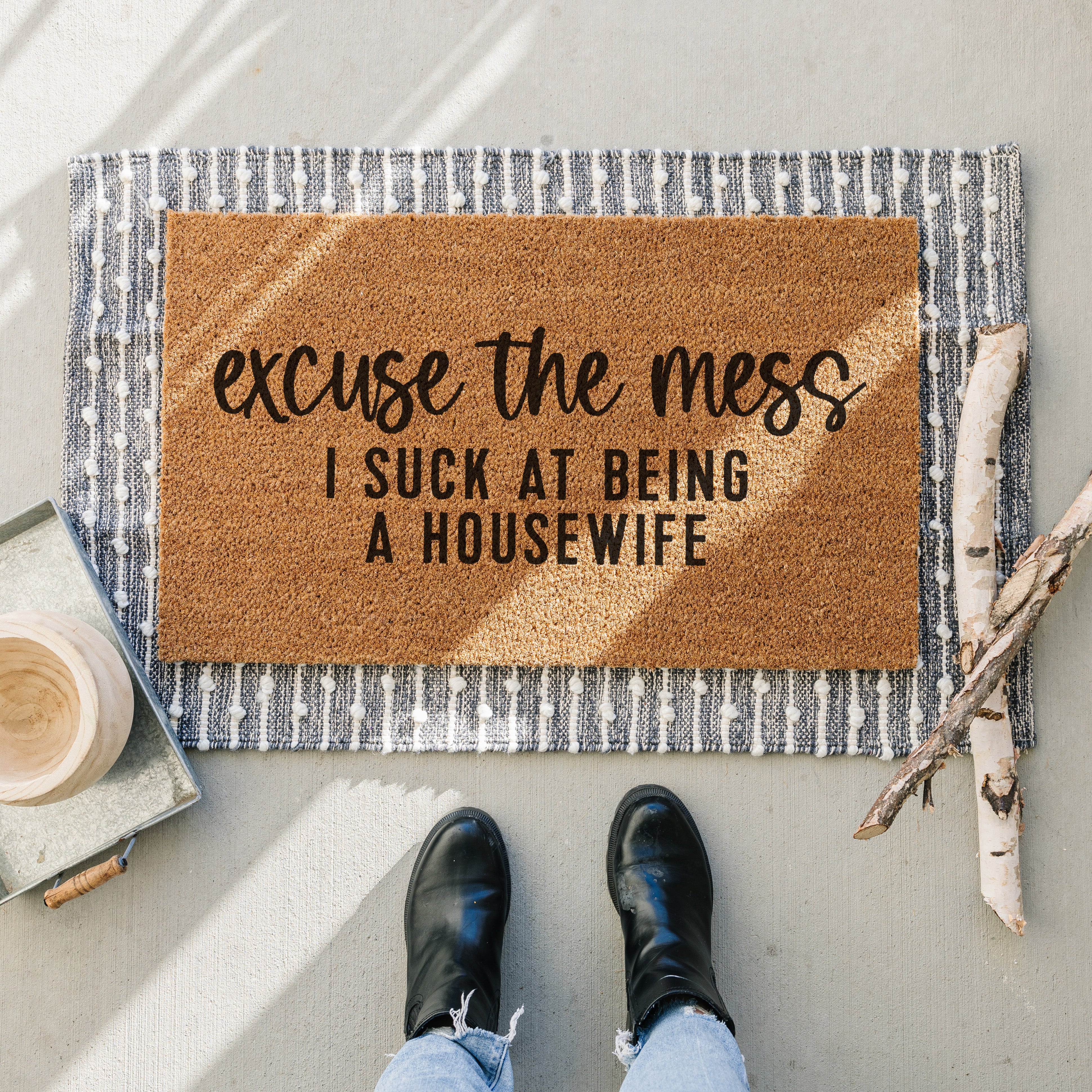 Excuse the Mess Doormat.  Coir doormat.