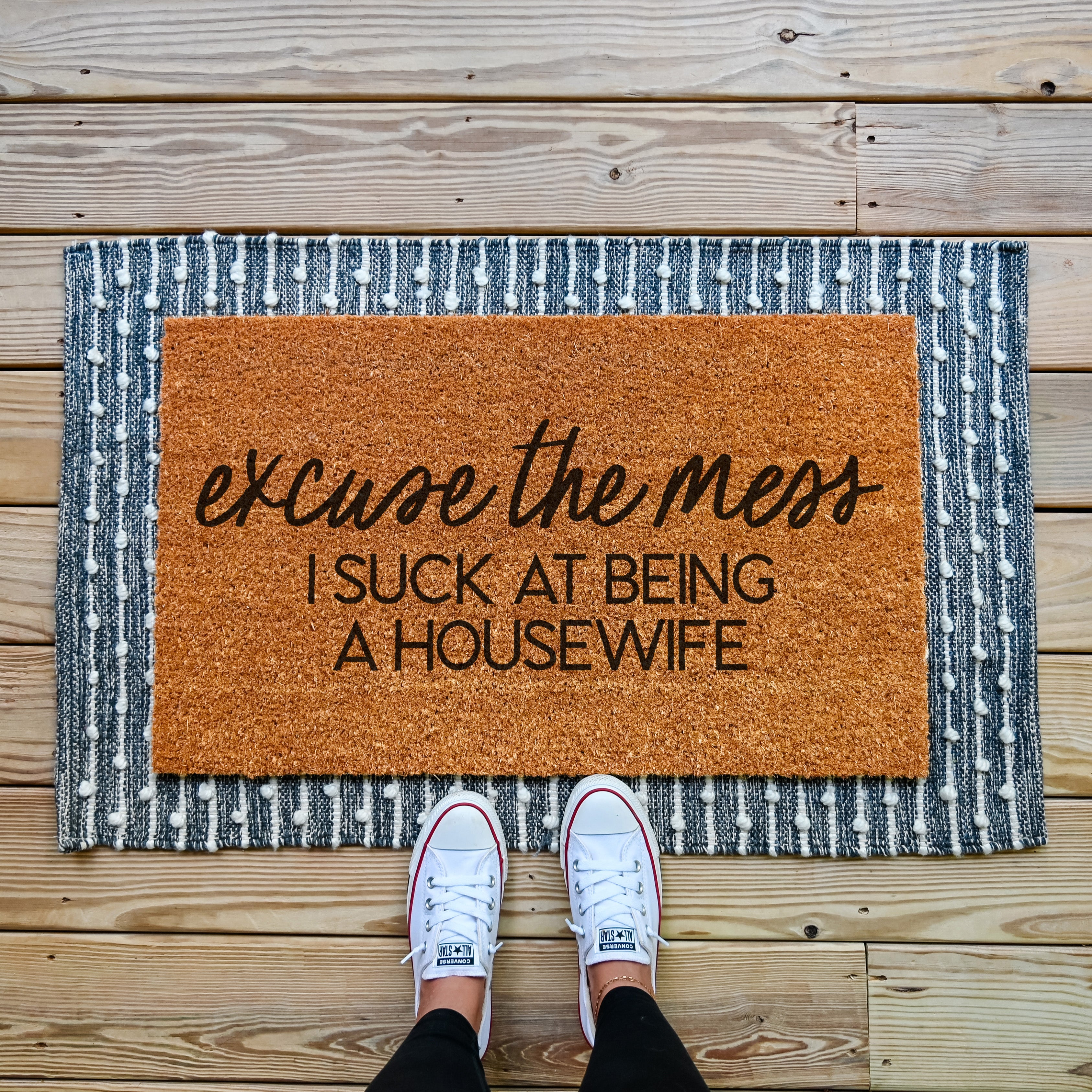 Excuse the Mess Doormat. Coir doormat. Funny Doormat. Housewife Doormat.