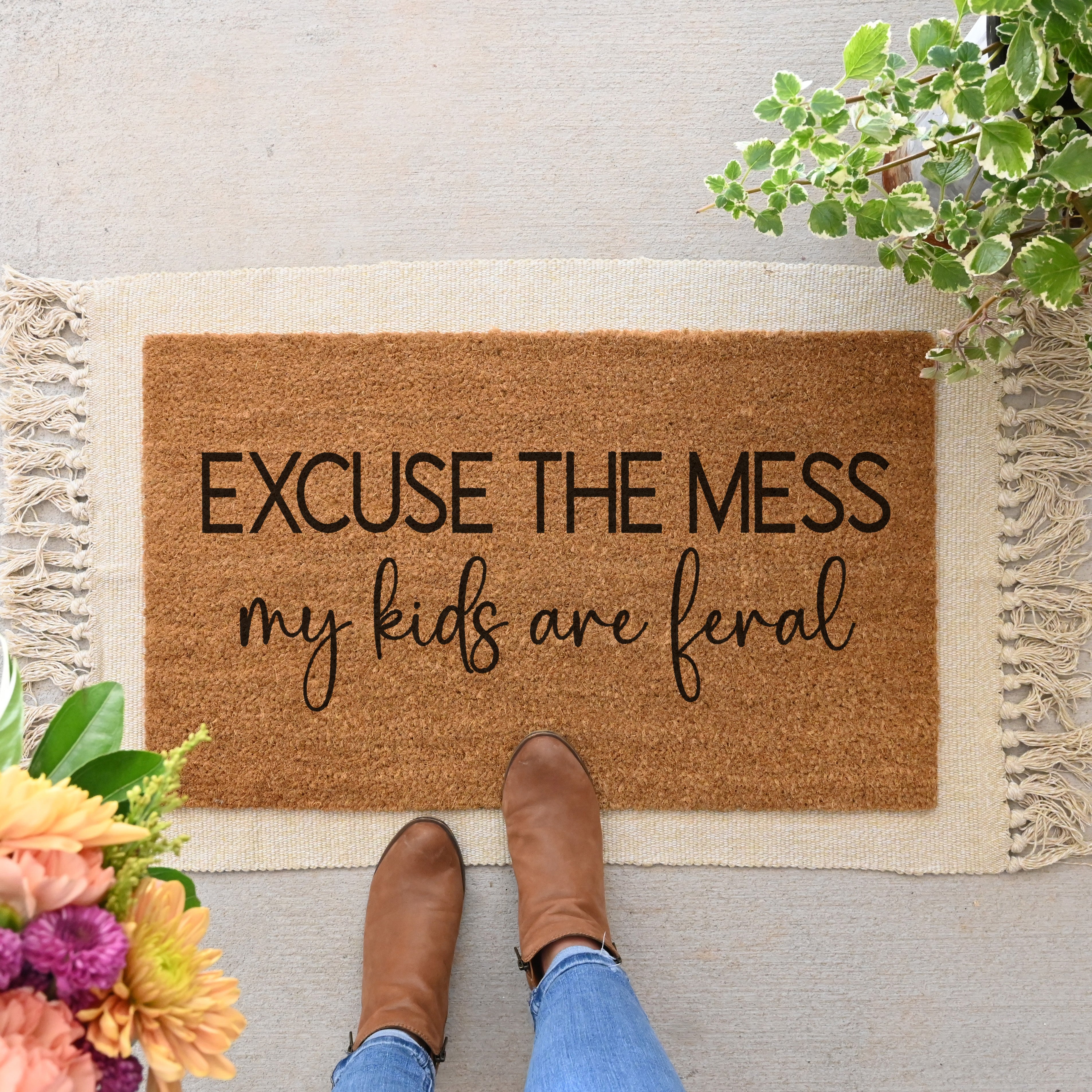 Excuse the Mess Doormat. Coir doormat. Funny Doormat.