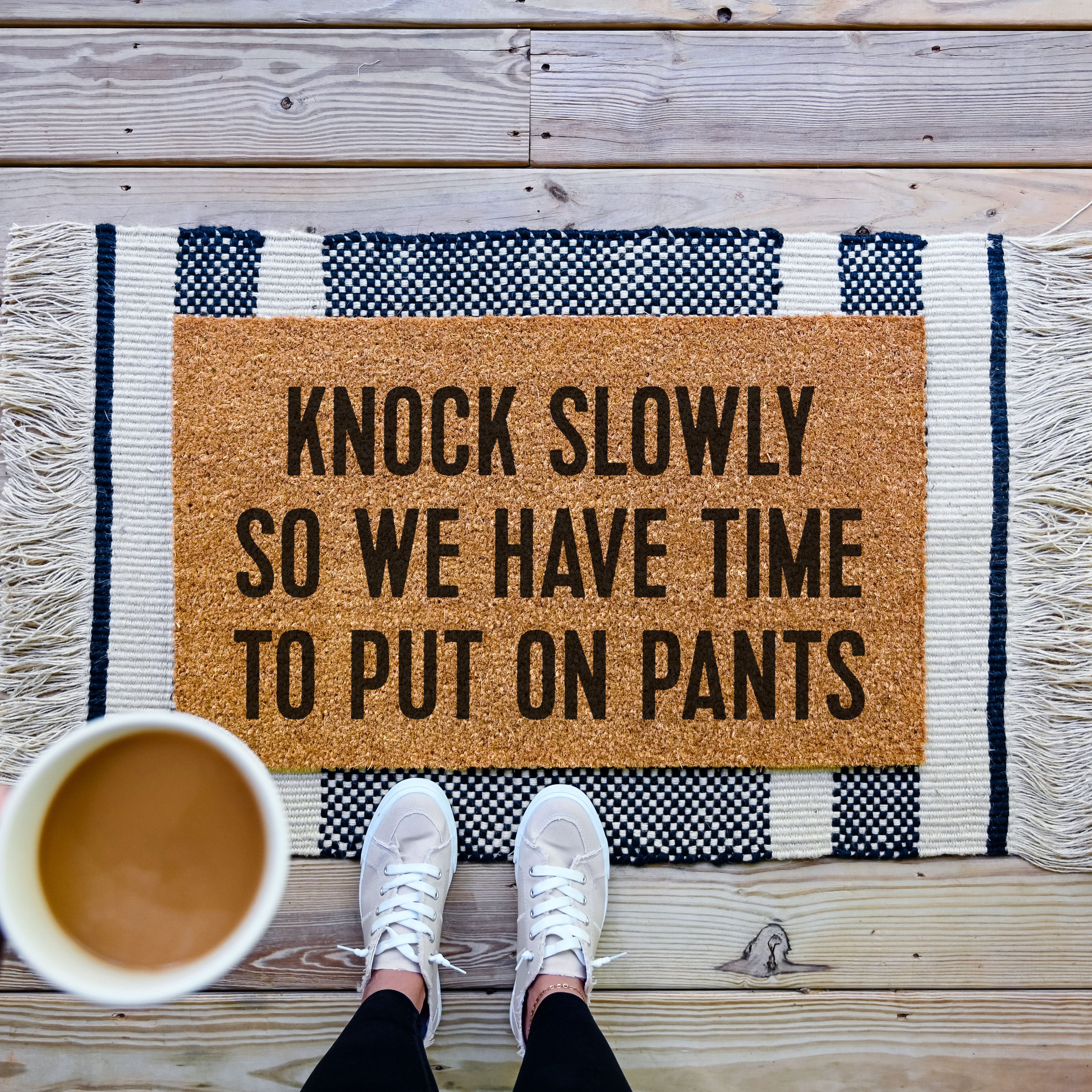 Knock Slowly Doormat. Coir doormat.