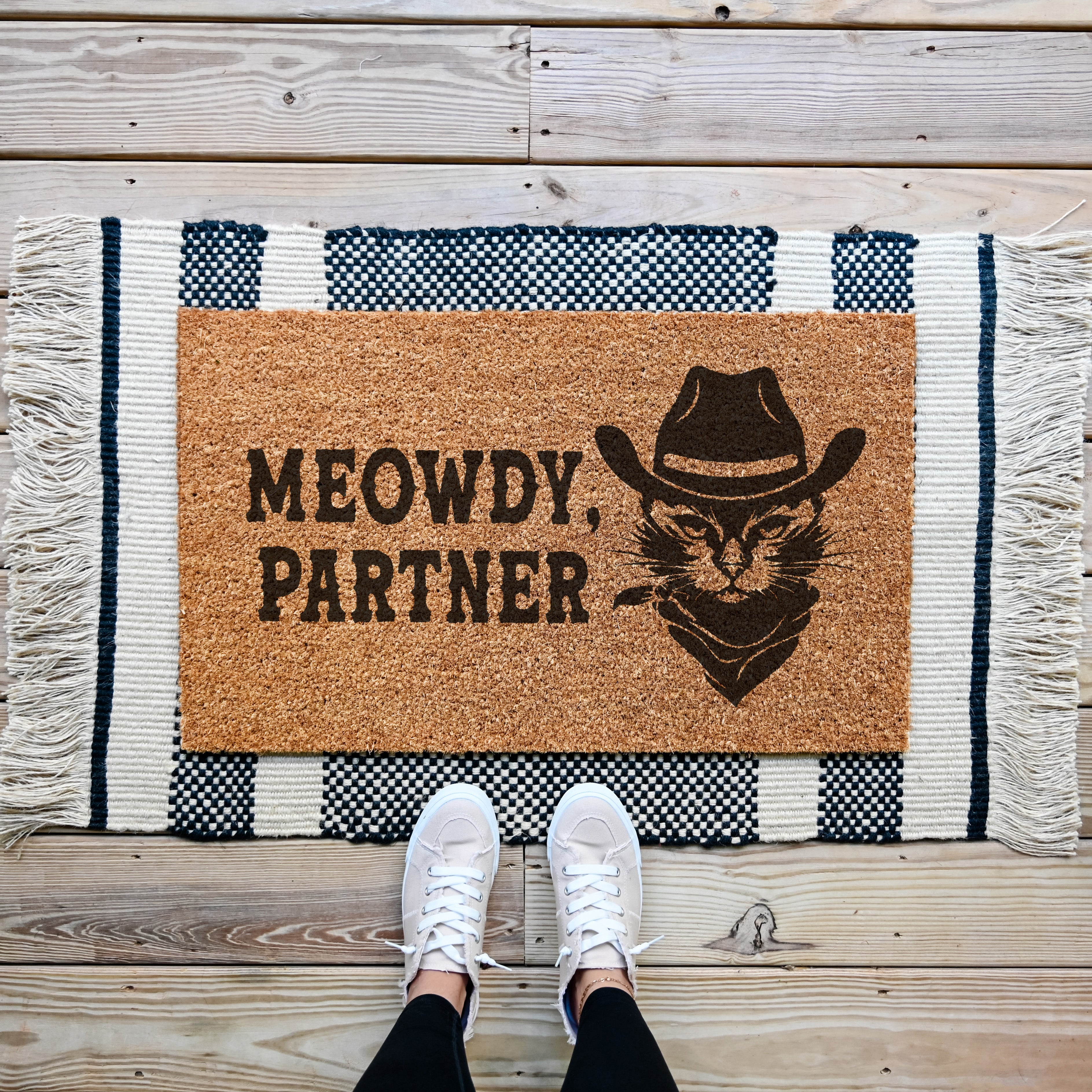 Meowdy Partner Doormat.  Coir Doormat.