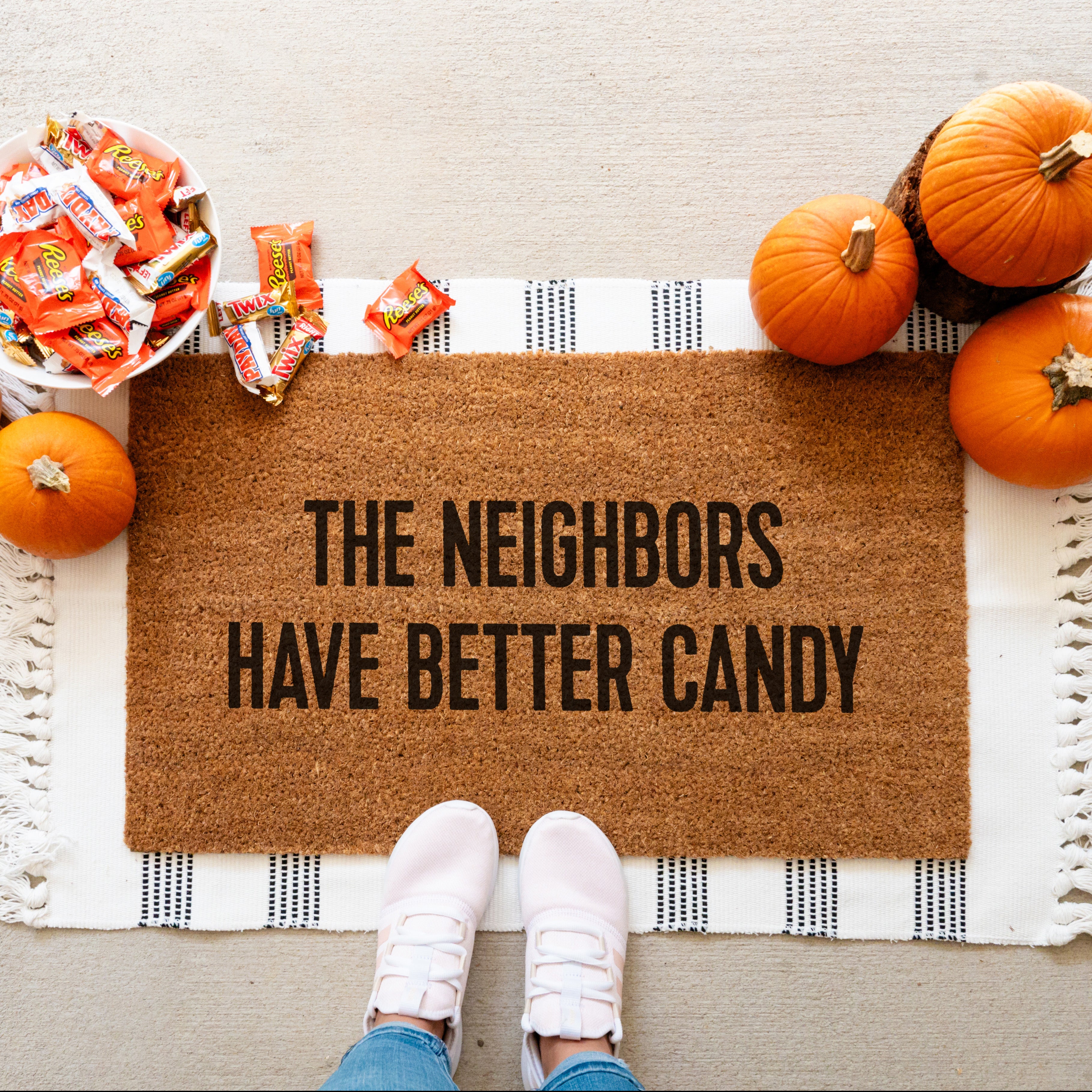 Neighbors Have Better Candy Doormat.  Coir doormat.  Halloween doormat.