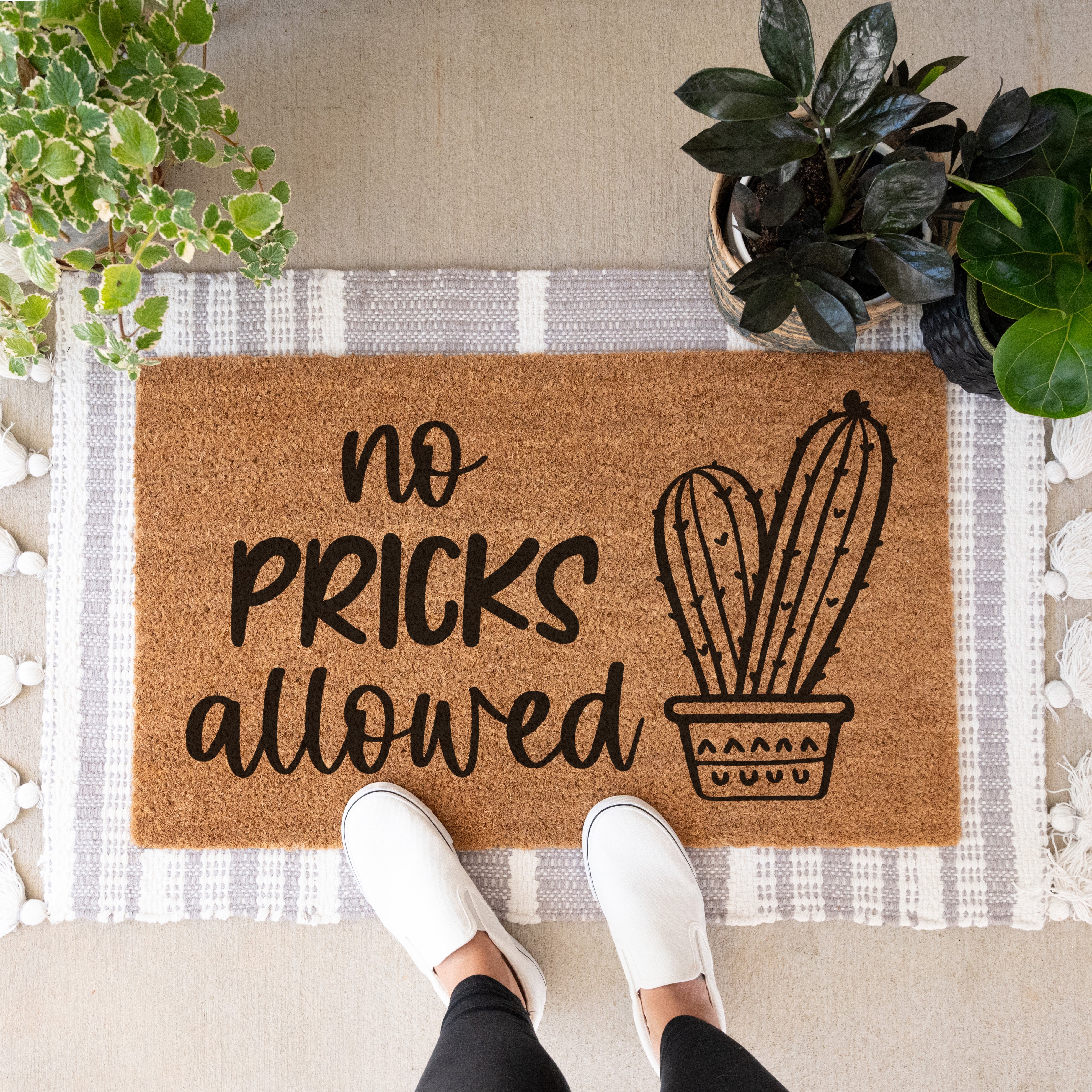 No Pricks Allowed Doormat.   Coir doormat.  Funny doormat.