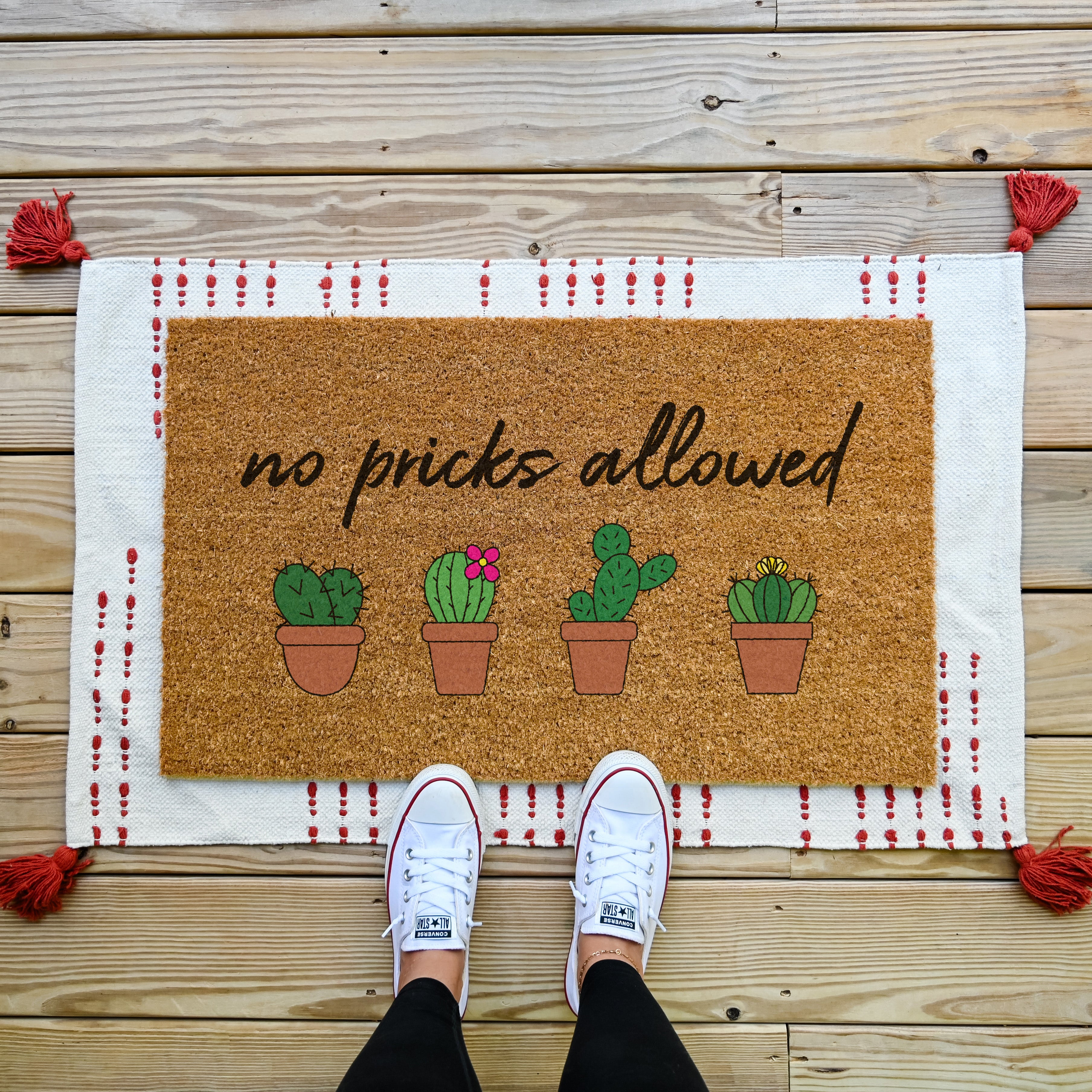 No Pricks Allowed Doormat.  Funny Doormat. coir doormat.