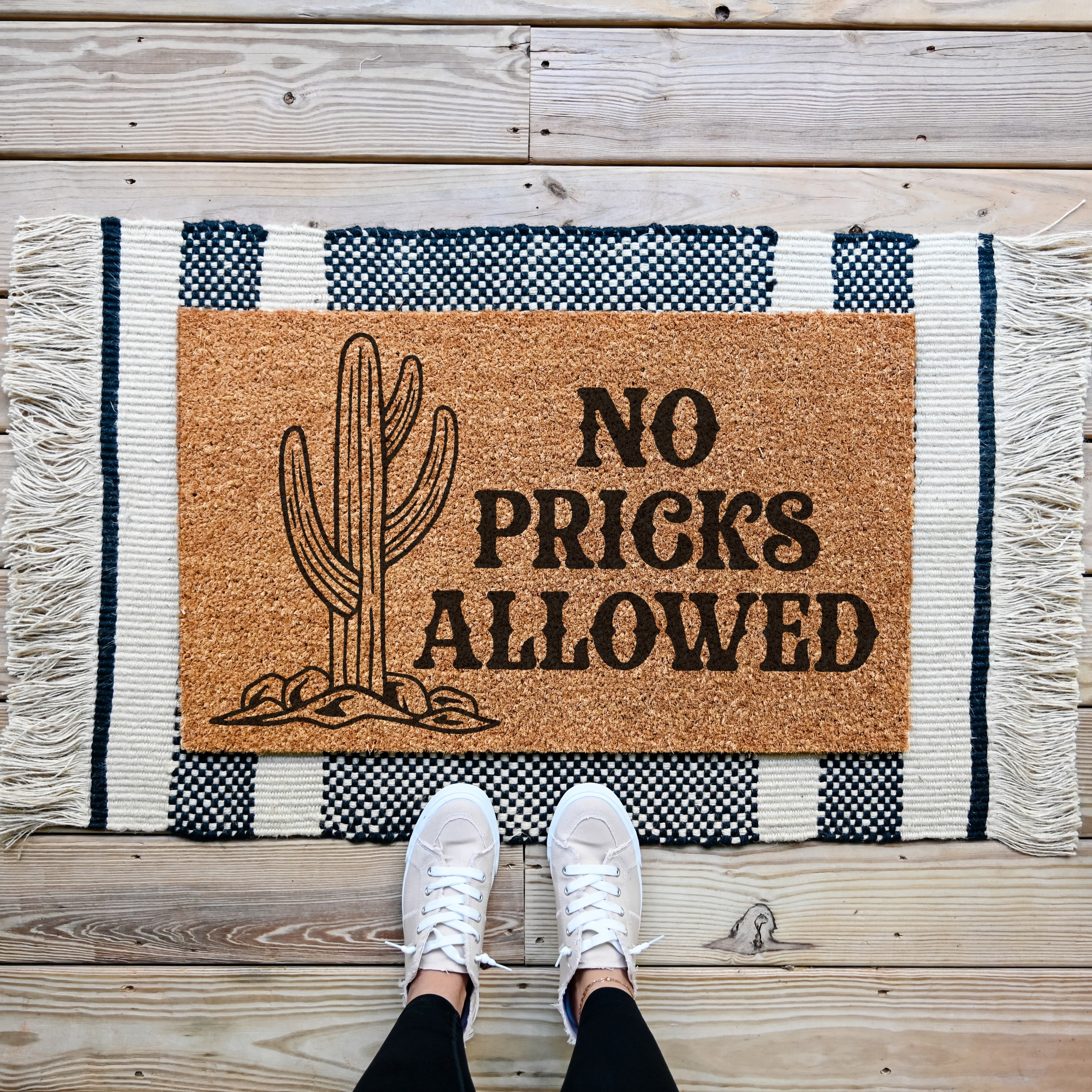 No Pricks Allowed Doormat.  Coir Doormat