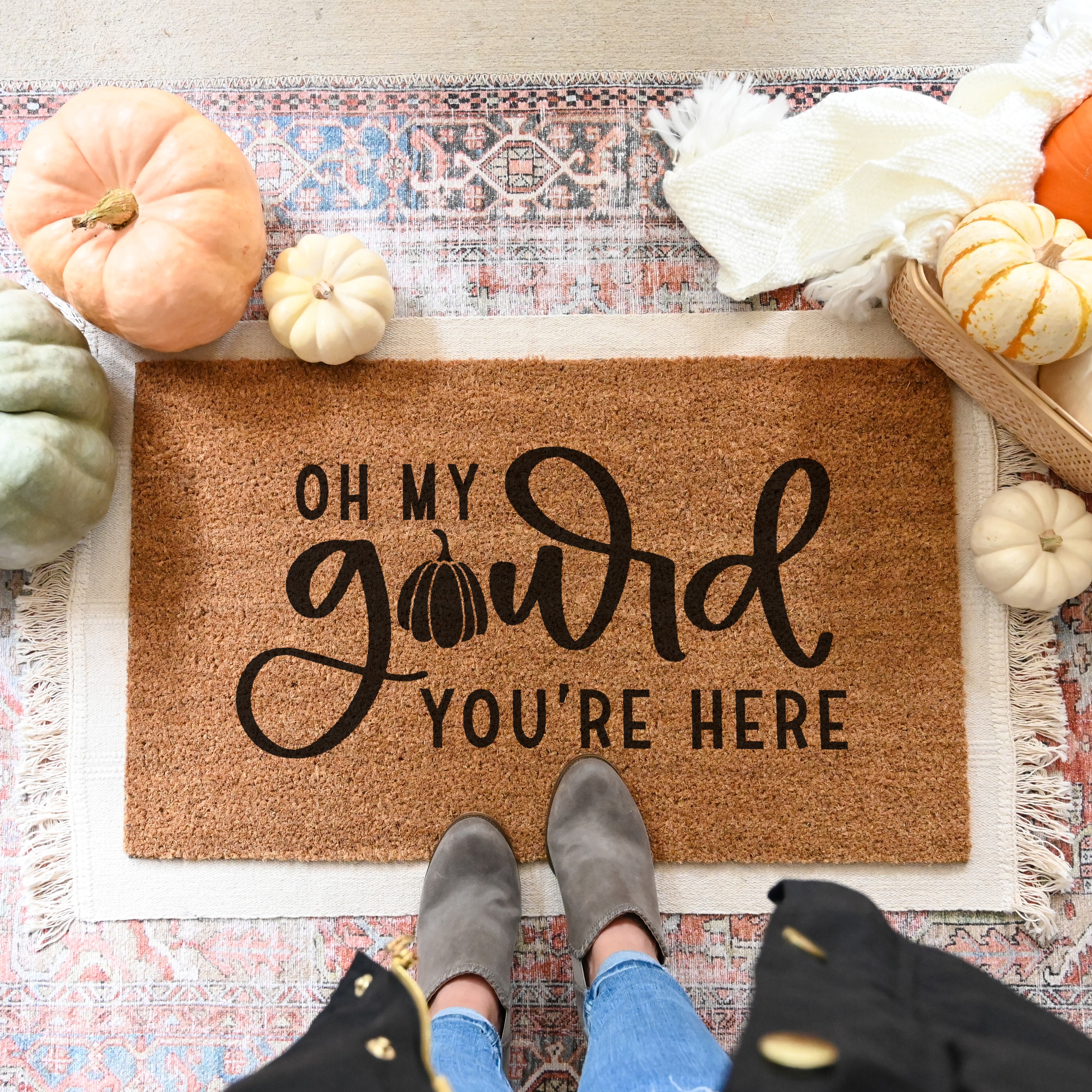 Oh My Gourd Doormat. Coir doormat. Fall doormat.