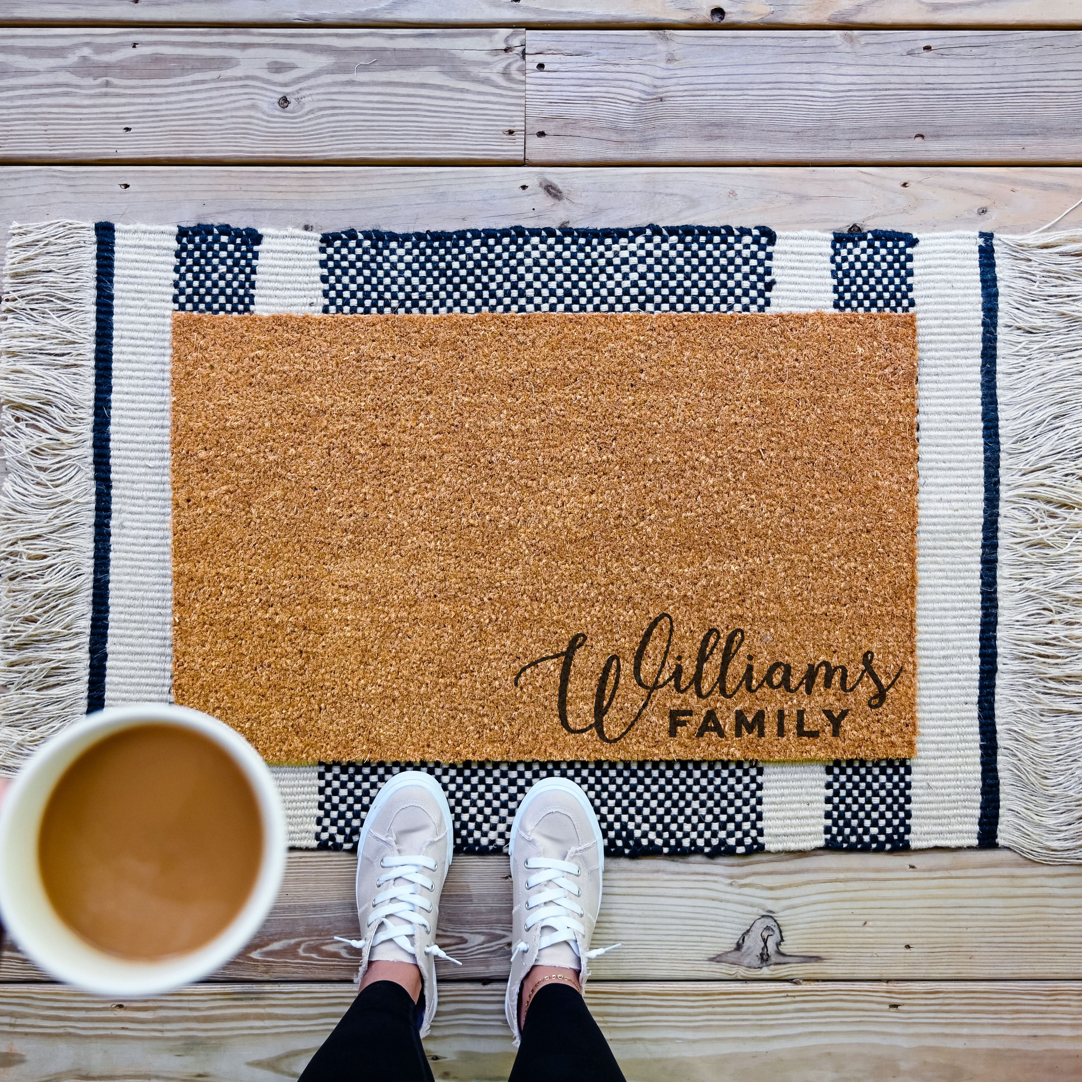 Personalized Corner Doormat. Coir Doormat.