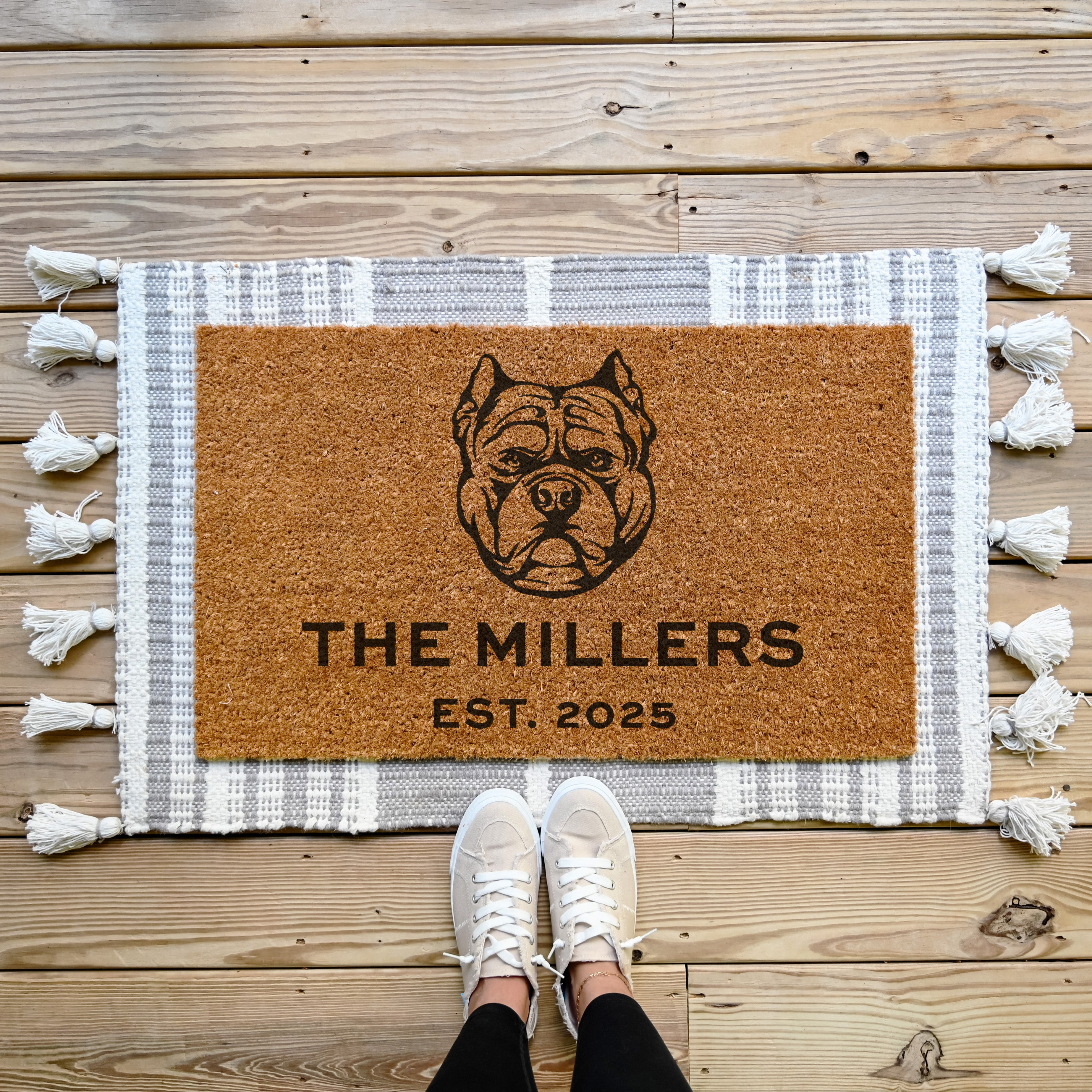 Dog Face Last Name Doormat