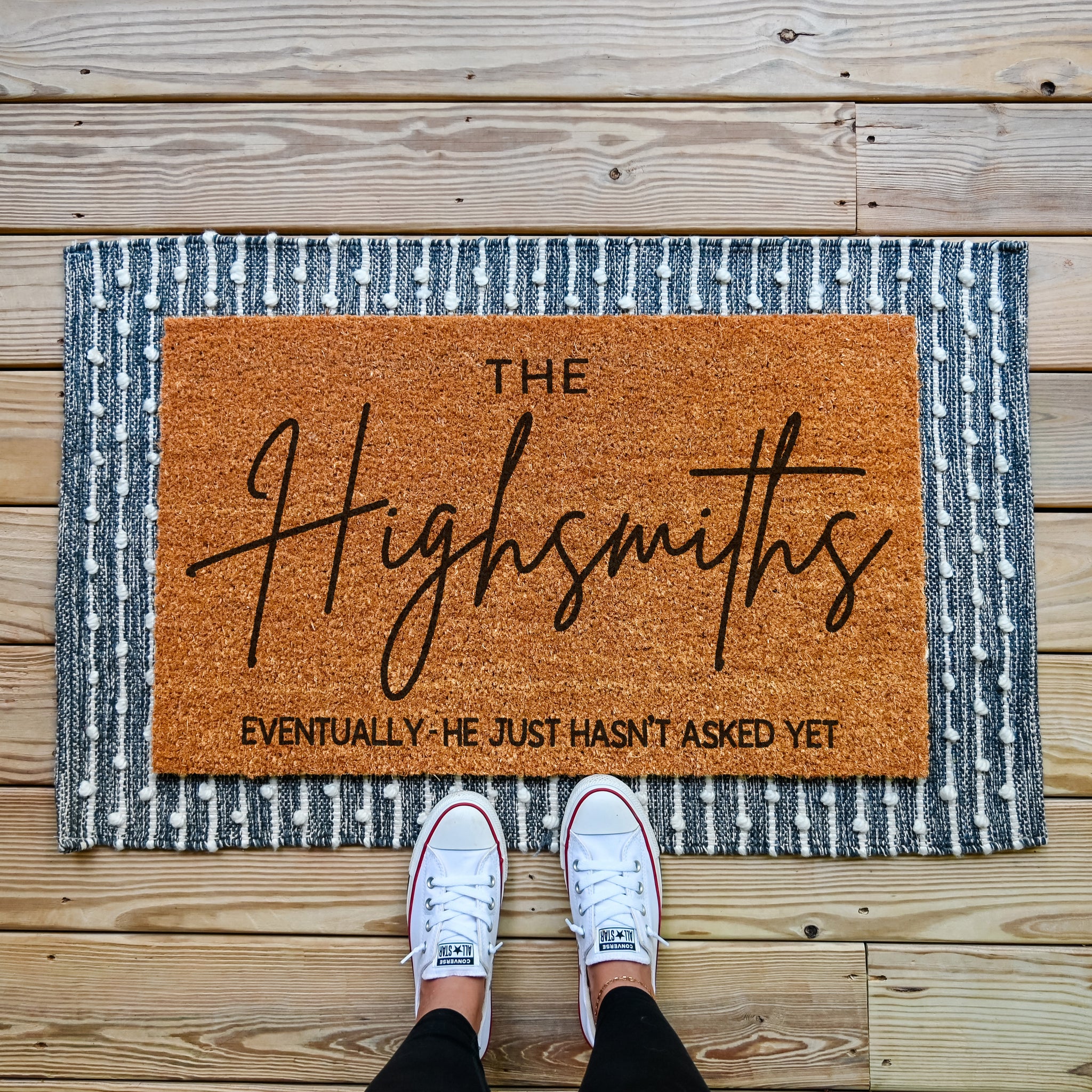 He Just Hasn't Asked Yet - Couple Personalized Custom Home Decor Decorative Mat - House Warming Gift For Husband Wife, Anniversary