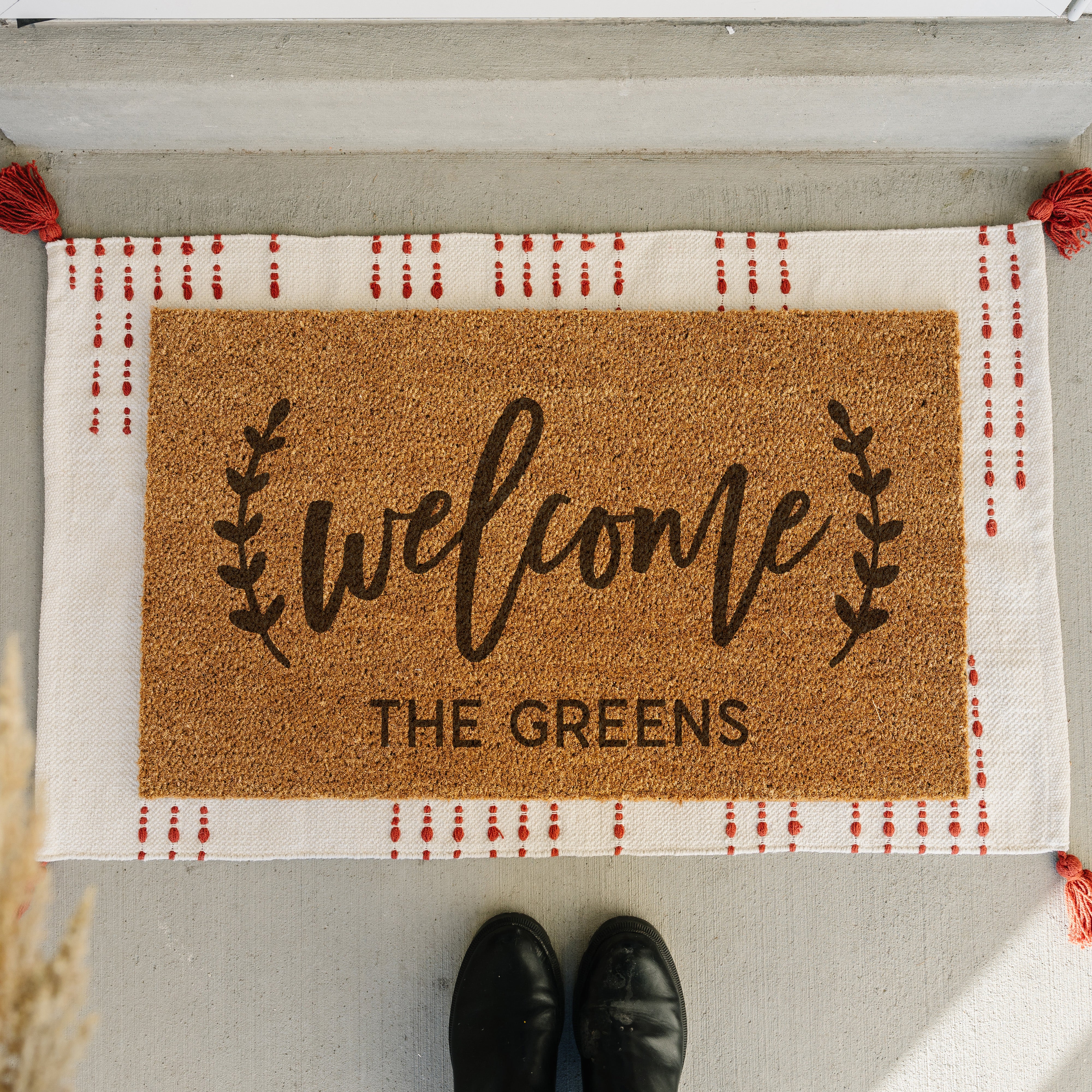 personalized welcome doormat. coir doormat. ivy doormat. gift
