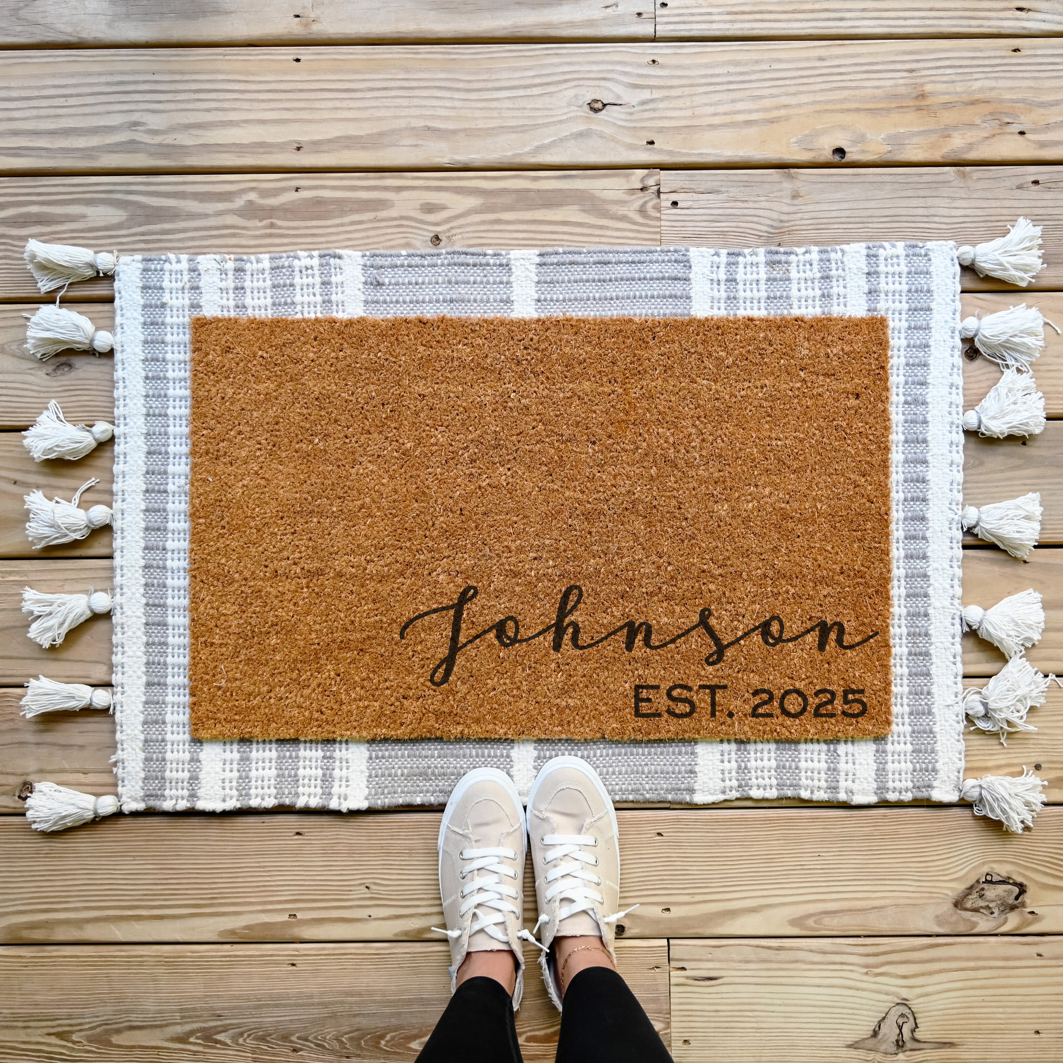 Personalized Last Name EST Date Doormat - Hamlin Row