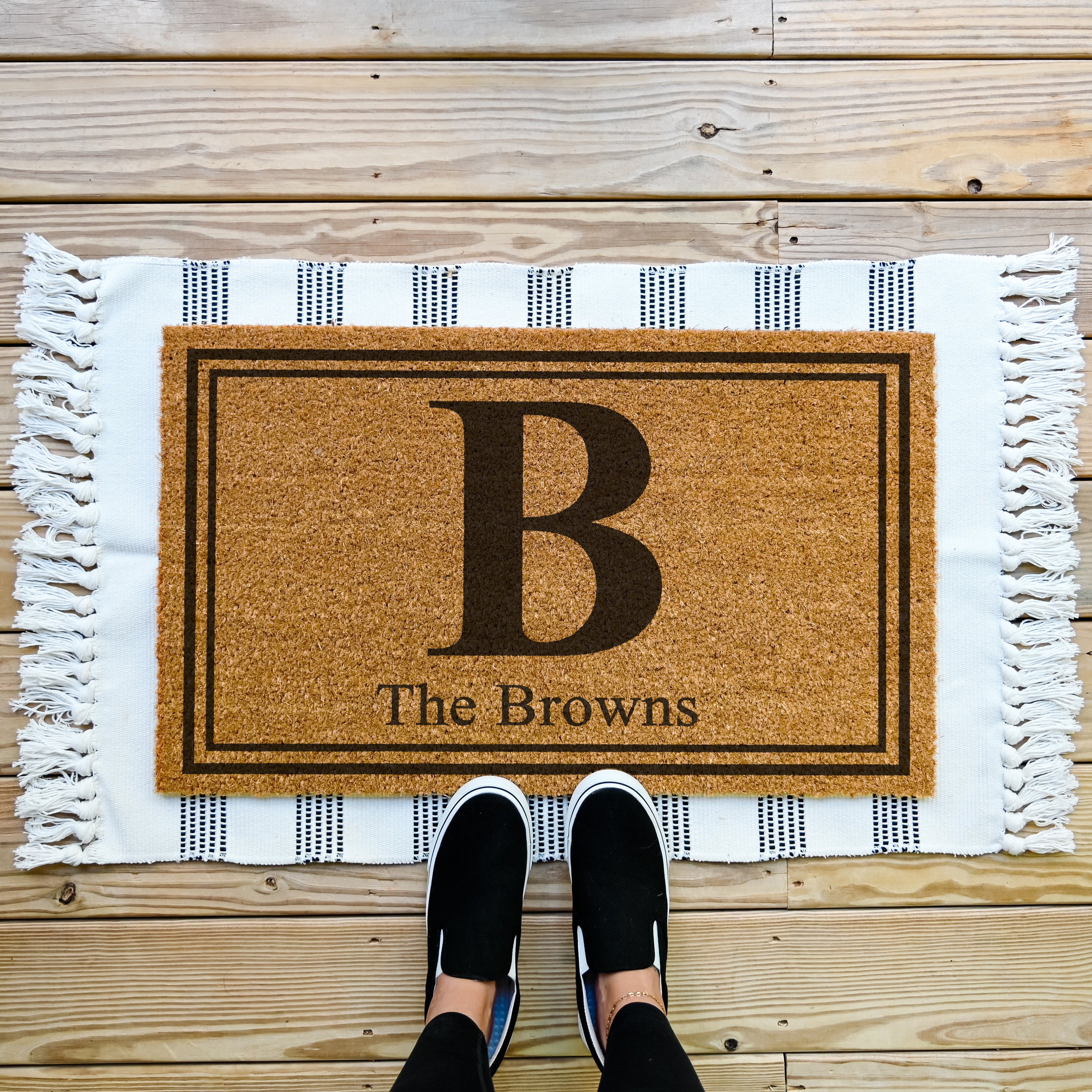 Personalized Monogram Last Name Doormat - Hamlin Row