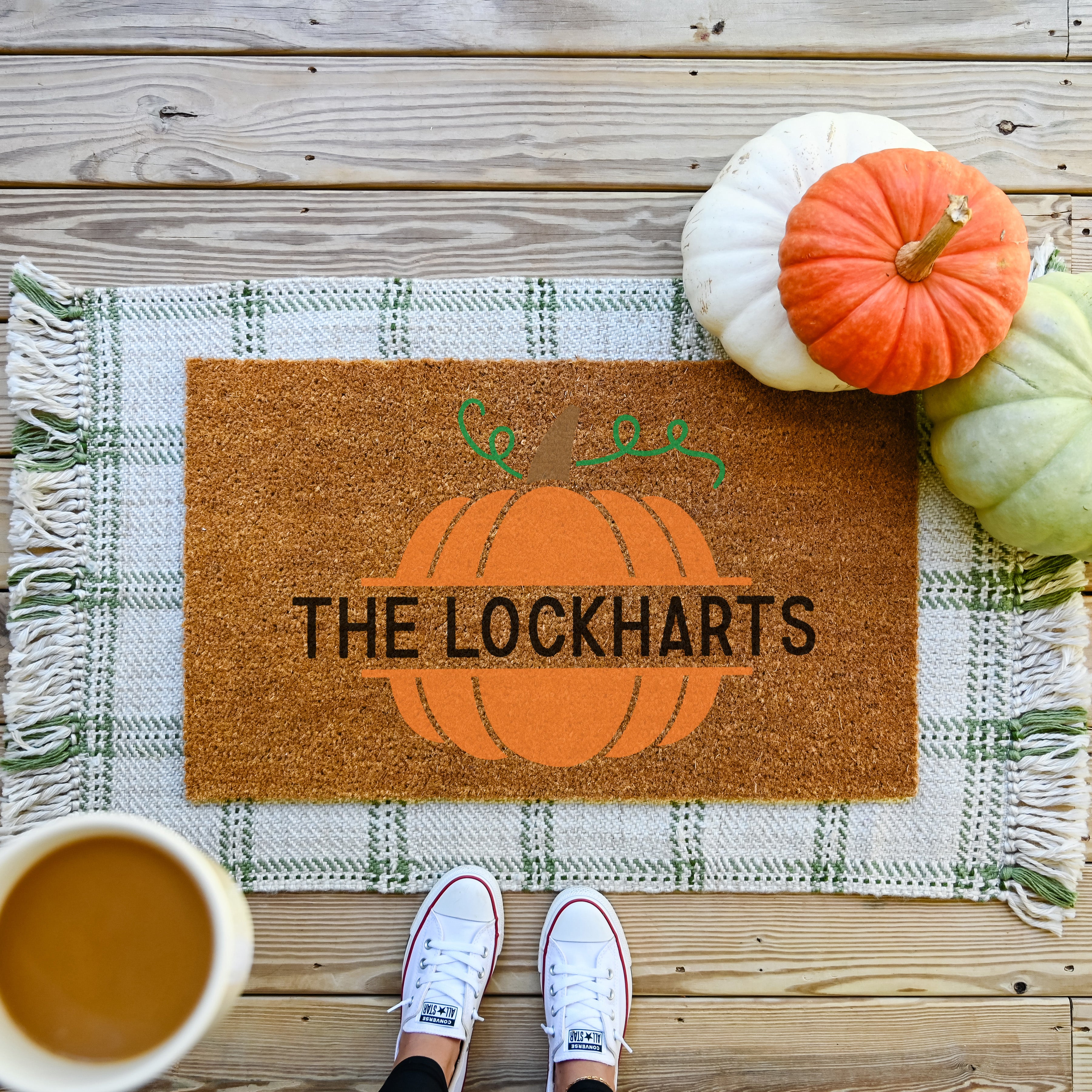 Personalized Pumpkin Doormat. Coir doormat.  Fall Doormat.