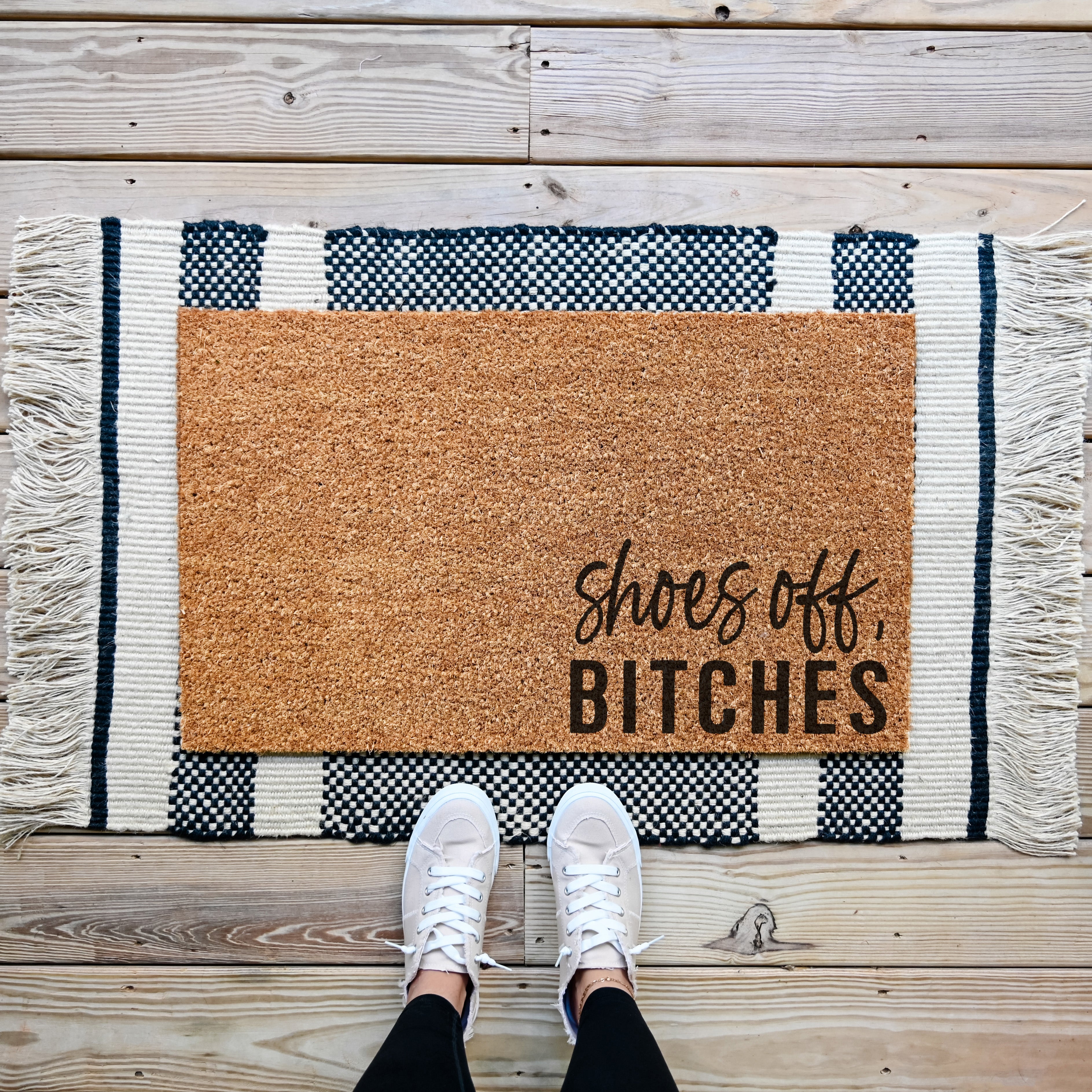 Shoes Off Bitches Doormat.  Coir doormat.  Funny Doormat.