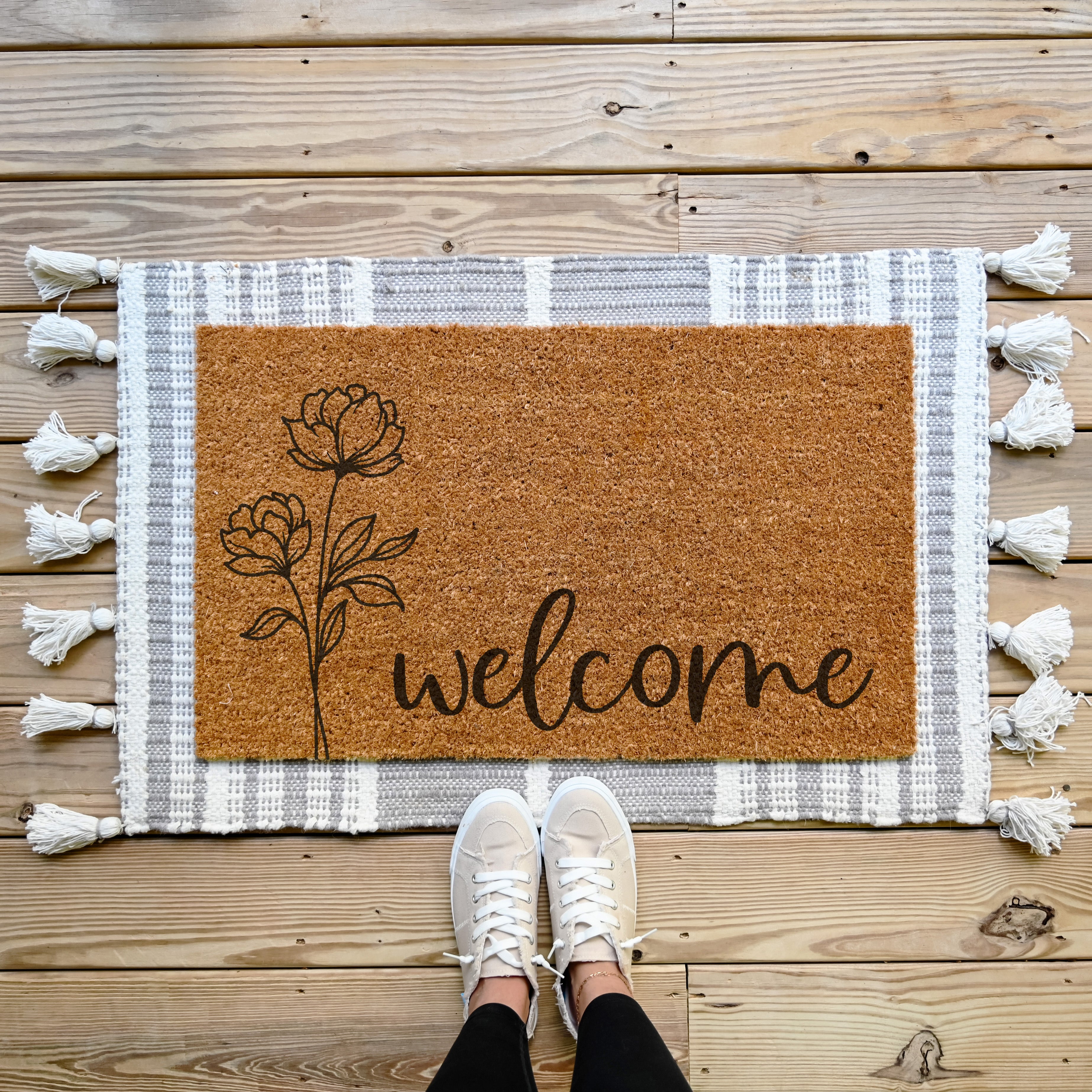 Floral Welcome Doormat - Hamlin Row