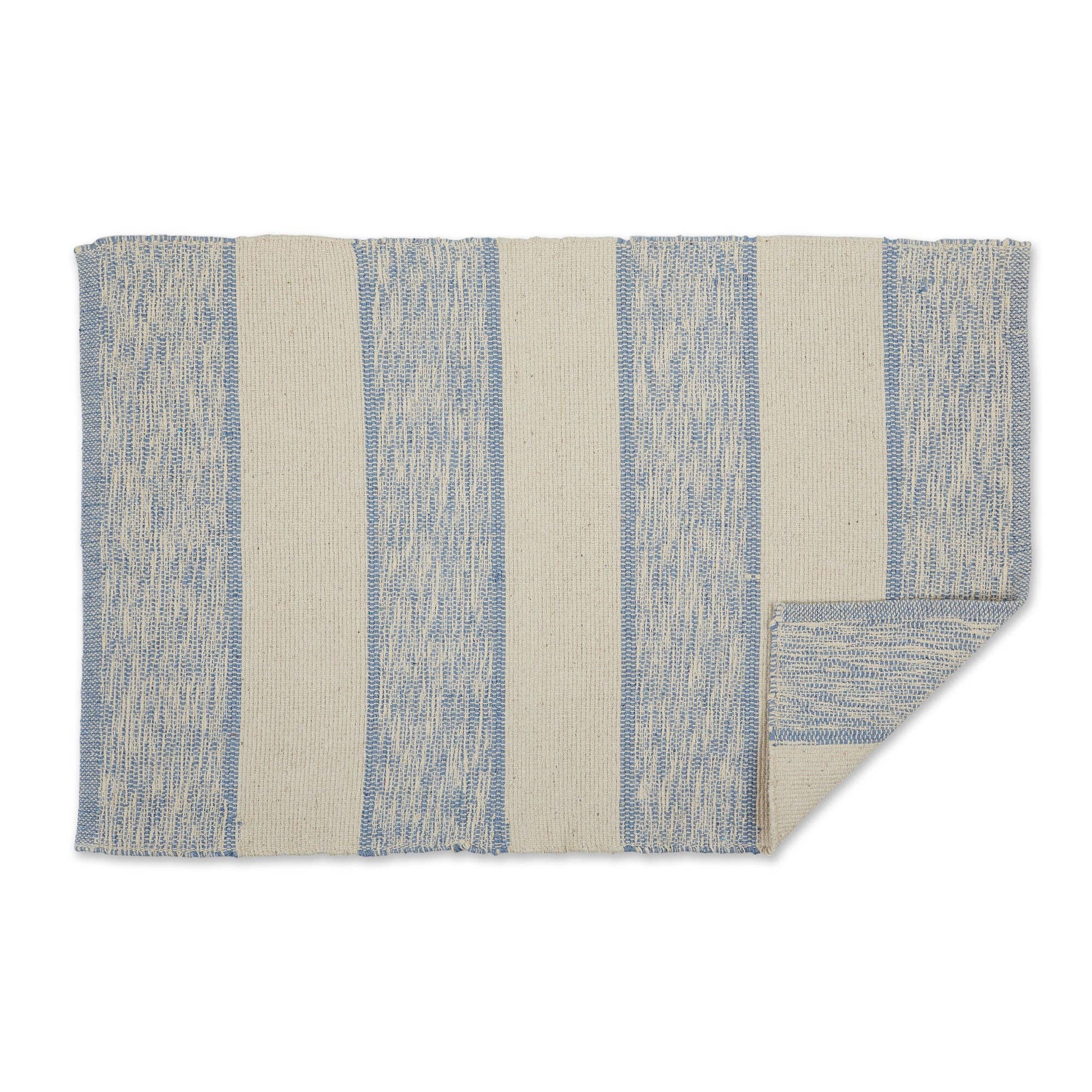 Stonewash Blue Variegated Stripe Recycled Yarn Rug 2X3