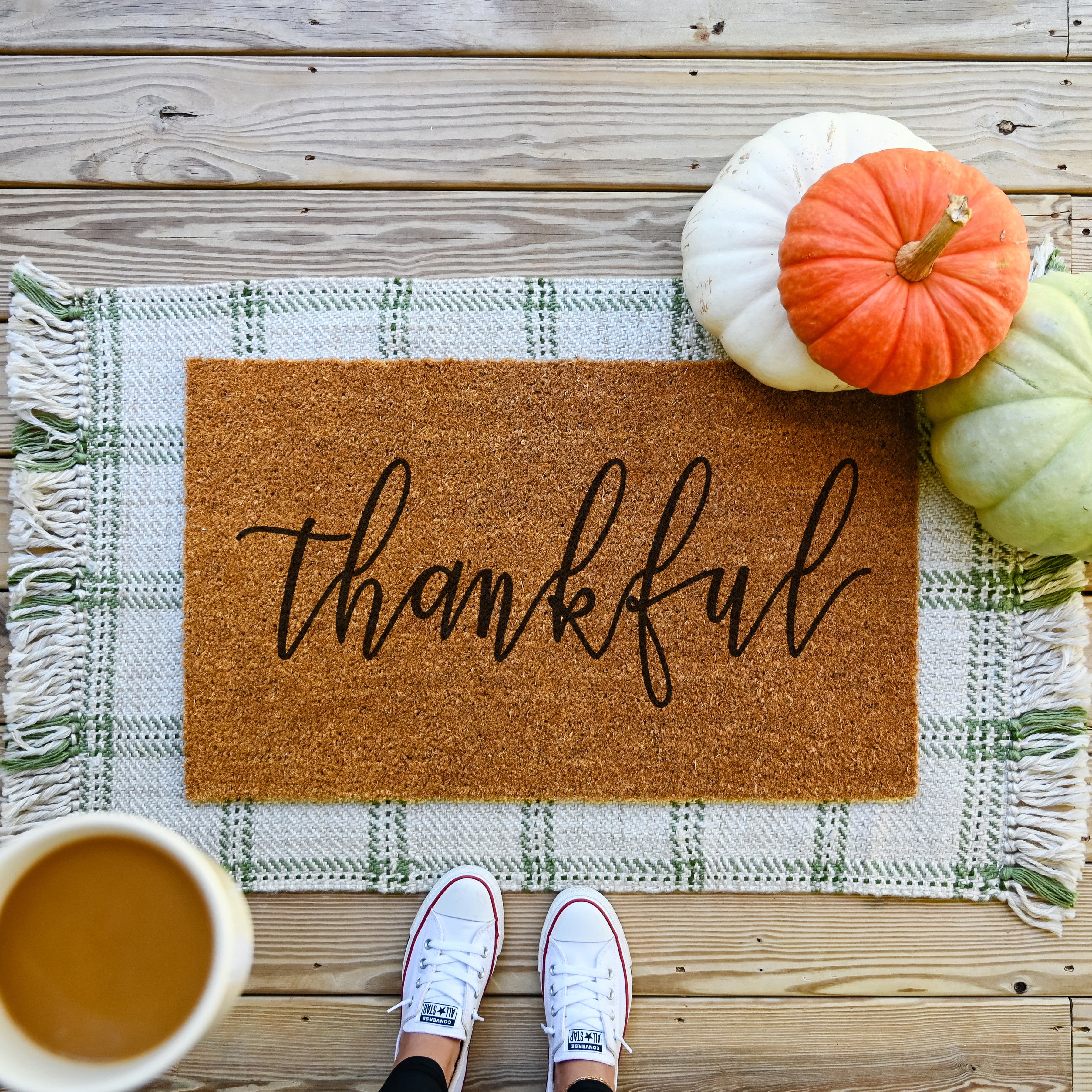Thankful Doormat.  Coir doormat.  Fall doormat.