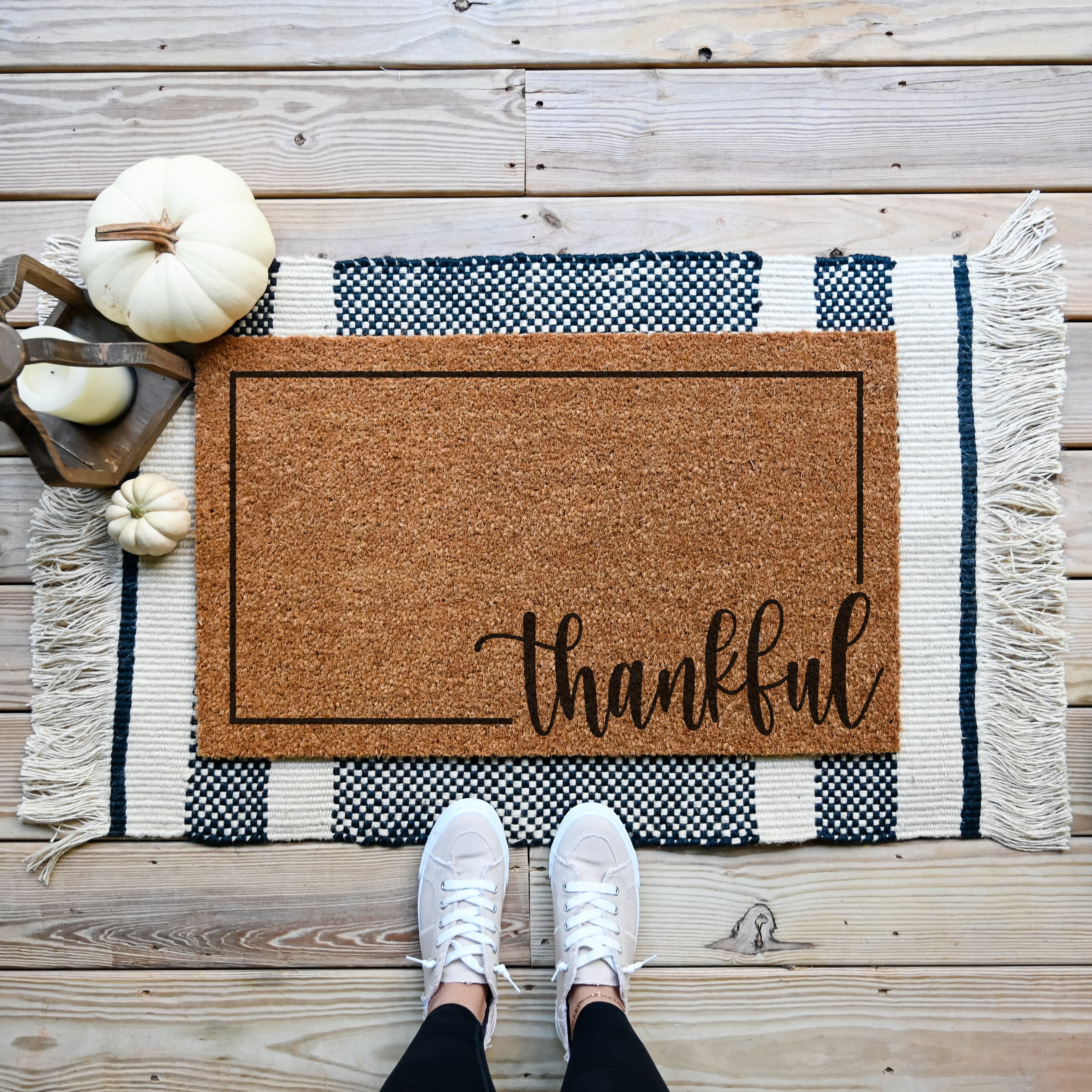 Thankful Doormat.  Coir doormat.  Fall doormat.