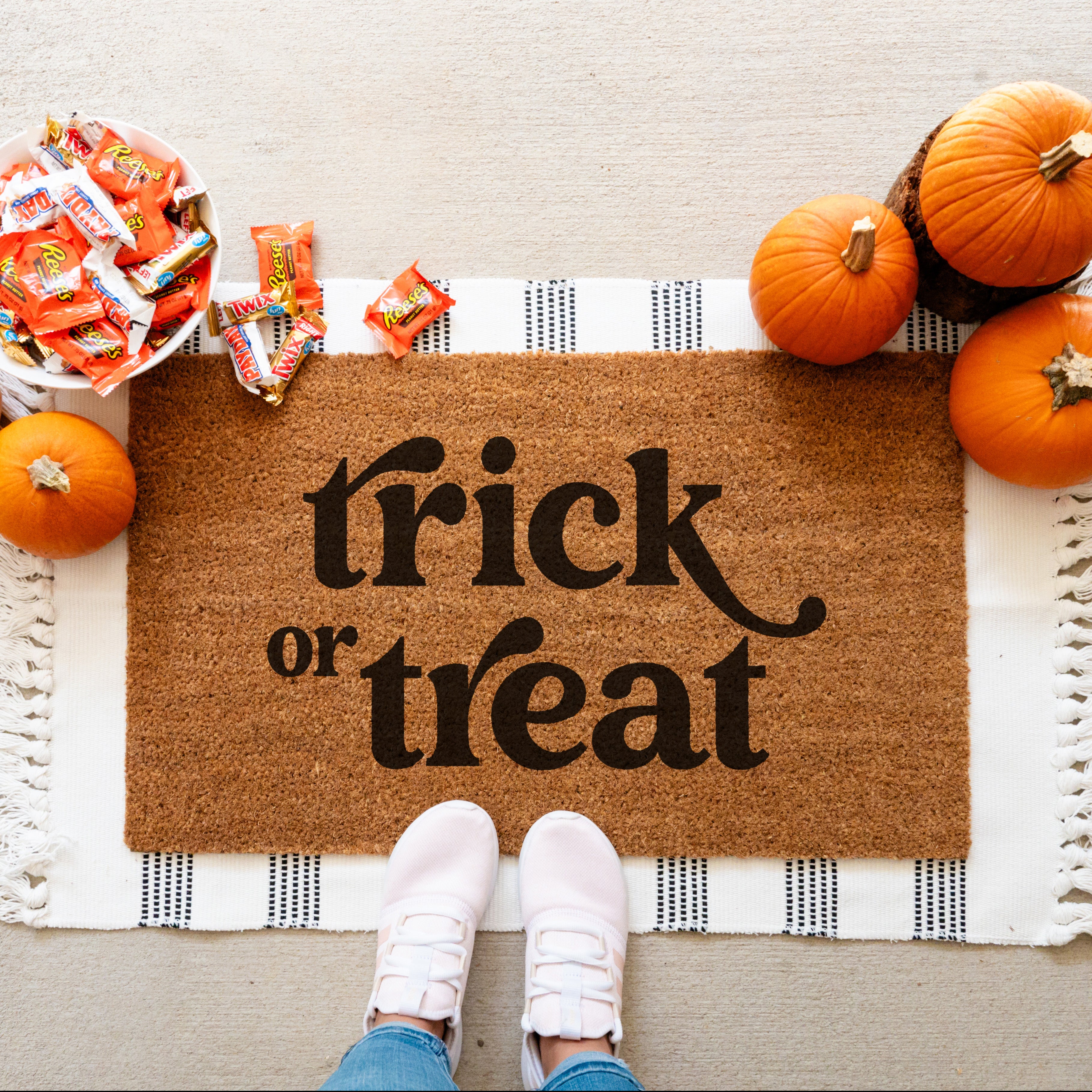 Trick Or Treat Doormat.  Coir doormat.  Fall Doormat.  Halloween doormat.